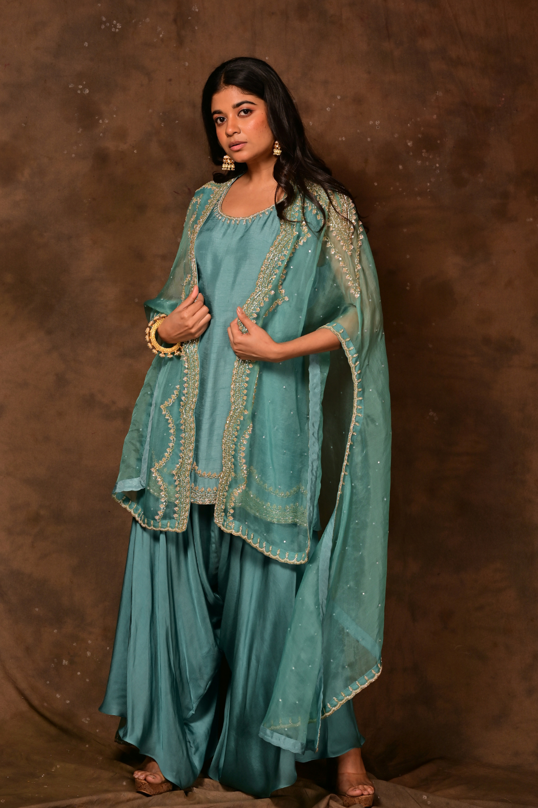Inara Turquoise Sharara Set