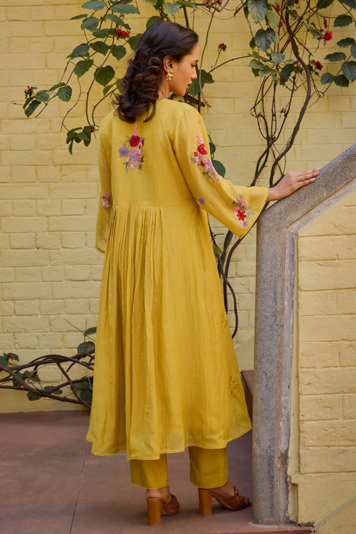 Ehsaas Kalidar Mustard Suit Set