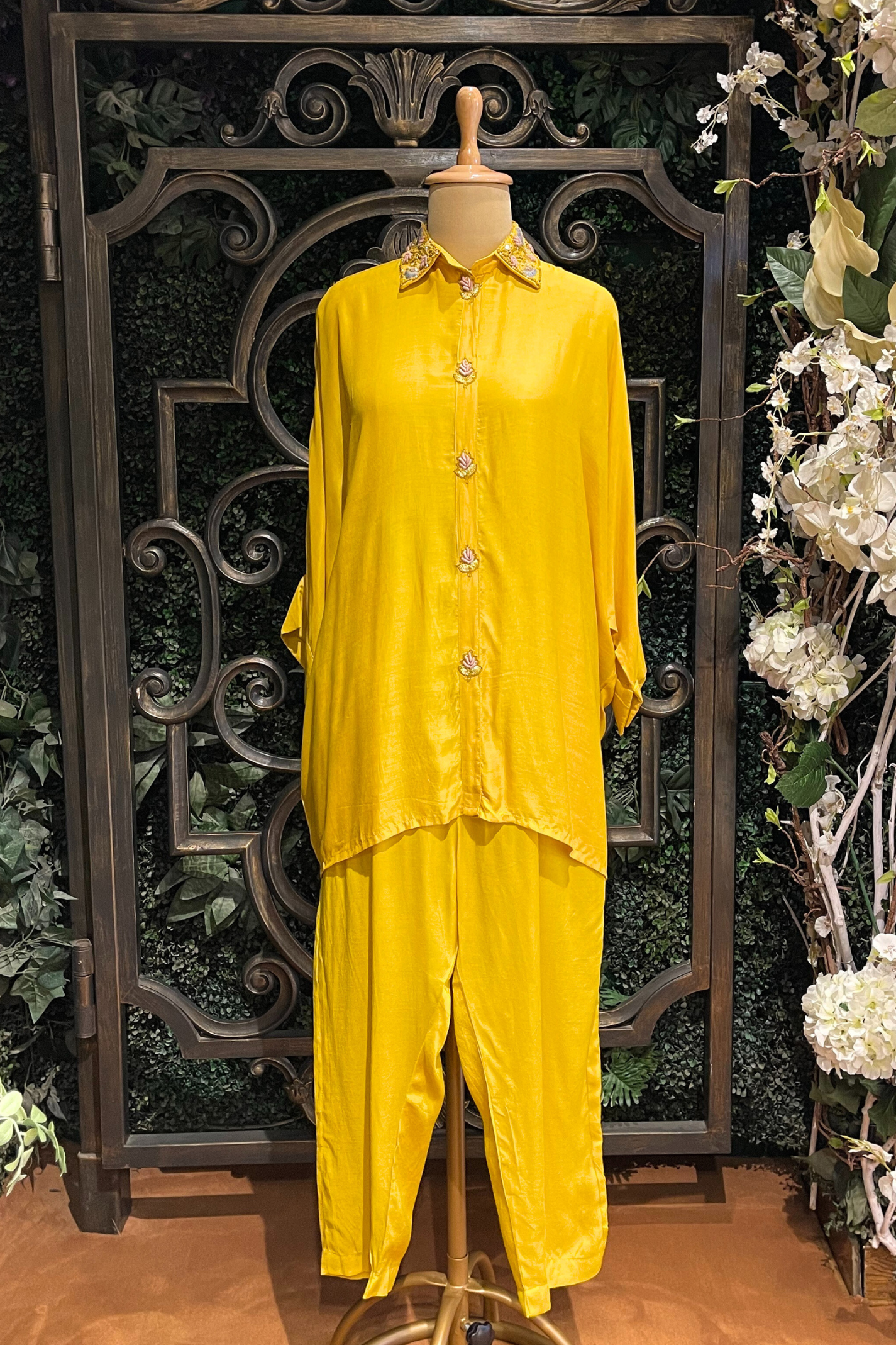 Daffodil Yellow Neck Embriodered Co-ord Set