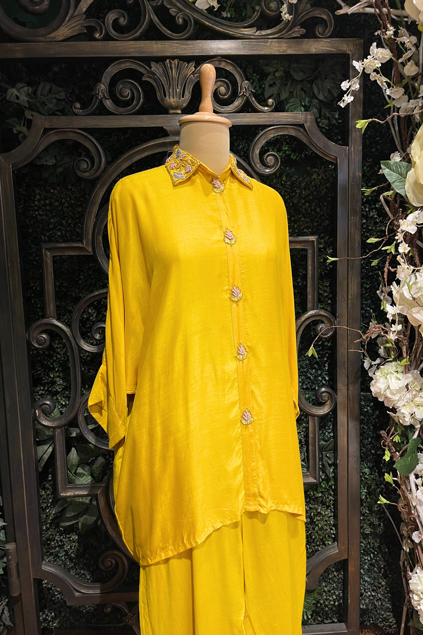 Daffodil Yellow Neck Embriodered Co-ord Set