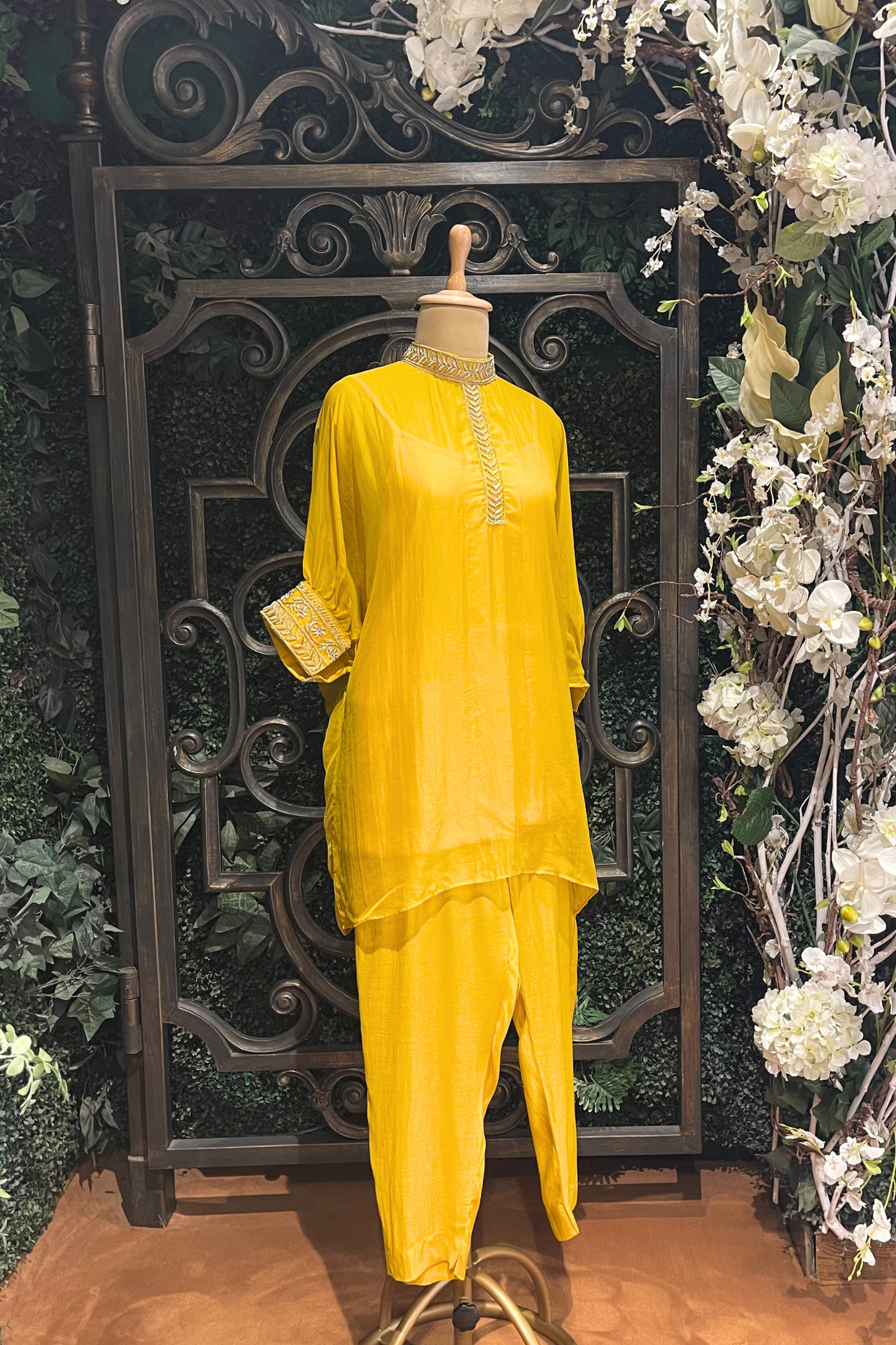 Daffodil Yellow Neck Embriodered Co-ord Set