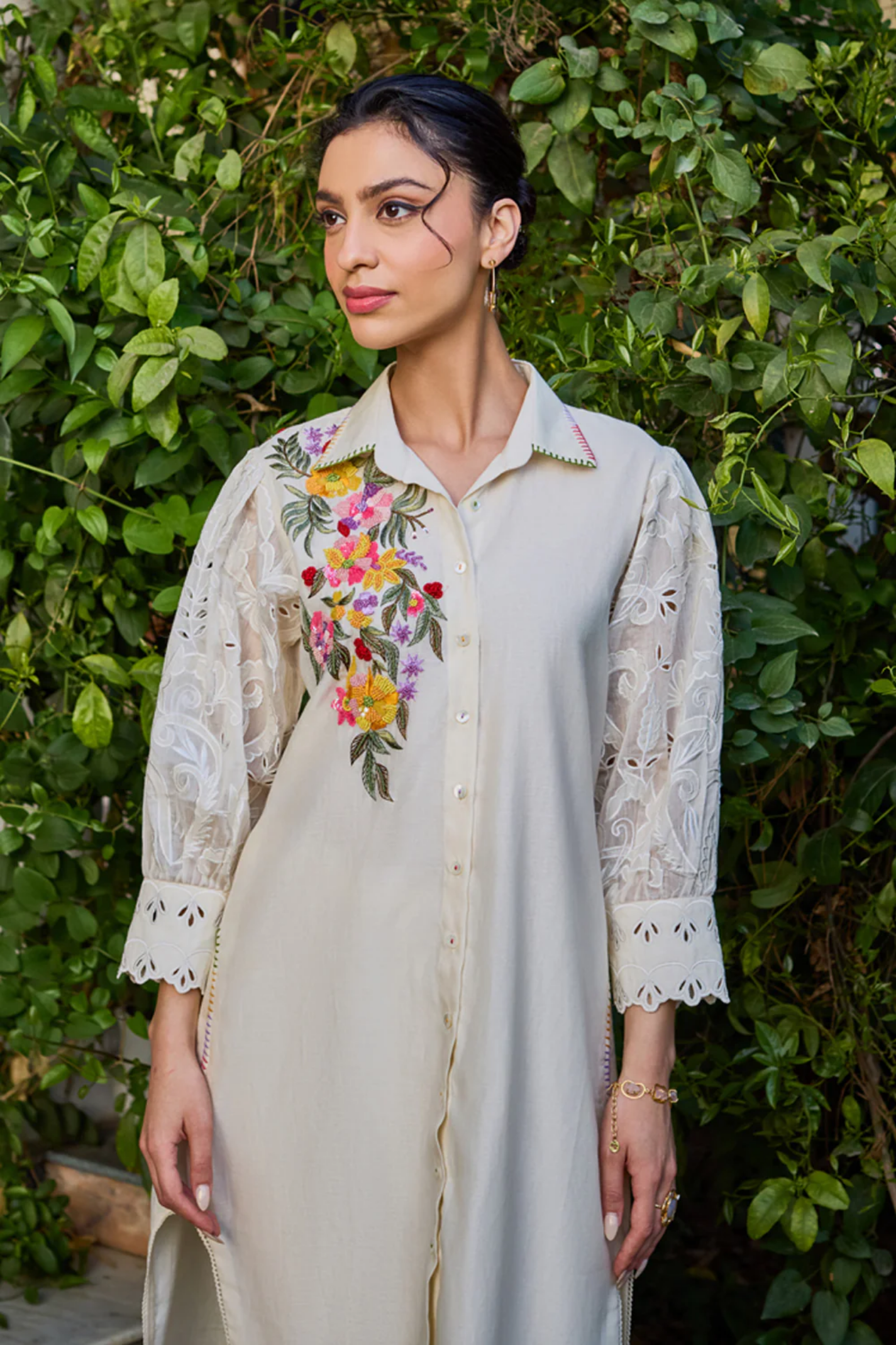 Sama Button Down Ivory Co-ord Set