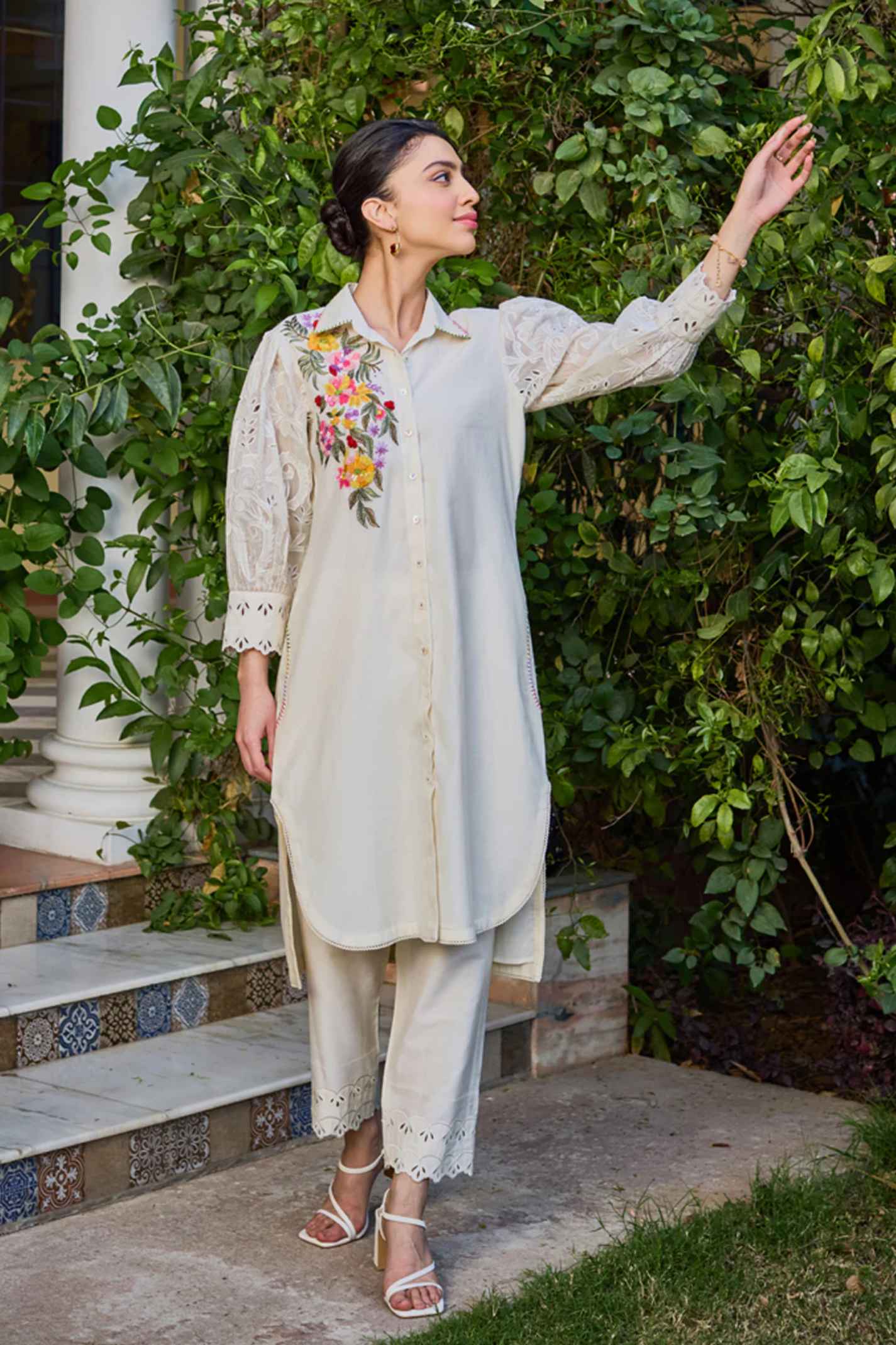 Sama Button Down Ivory Co-ord Set