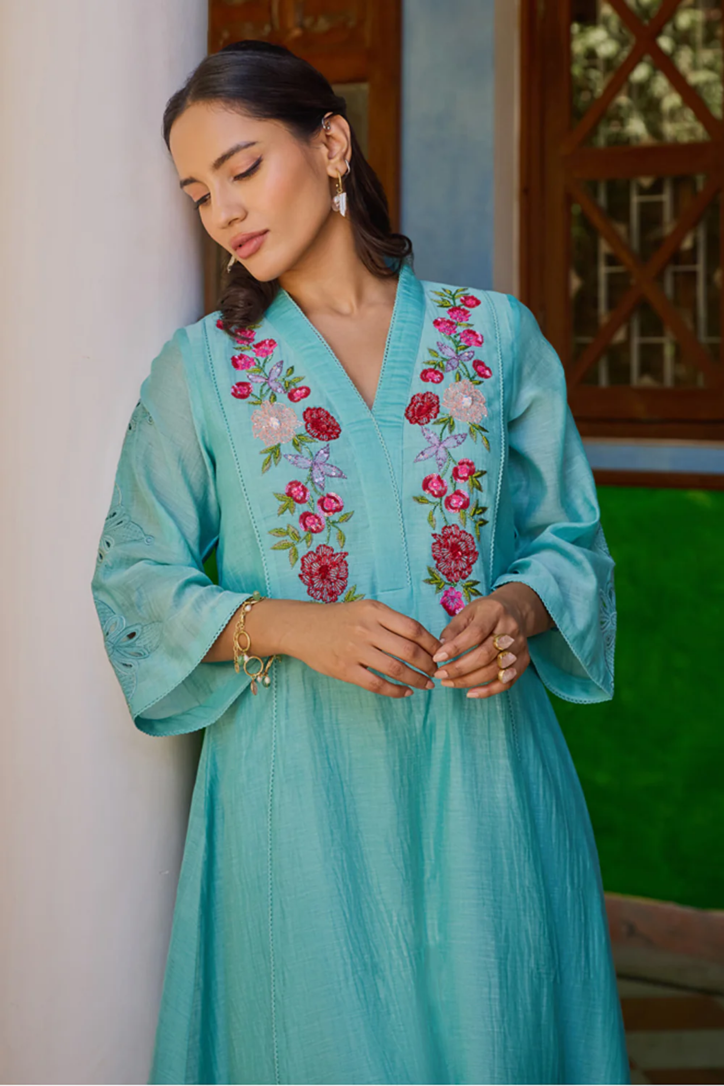 Arya Turquoise Kurta Set (With Dupatta)