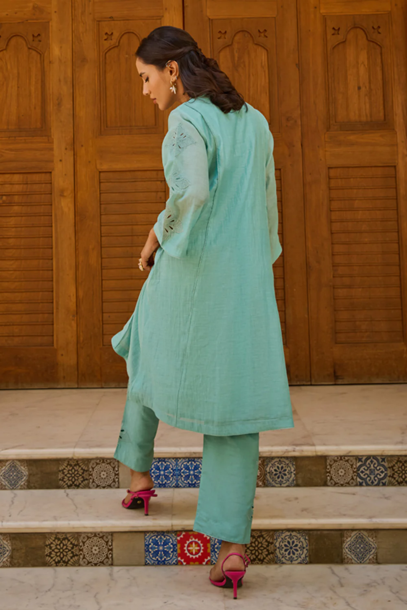Arya Turquoise Kurta Set (With Dupatta)