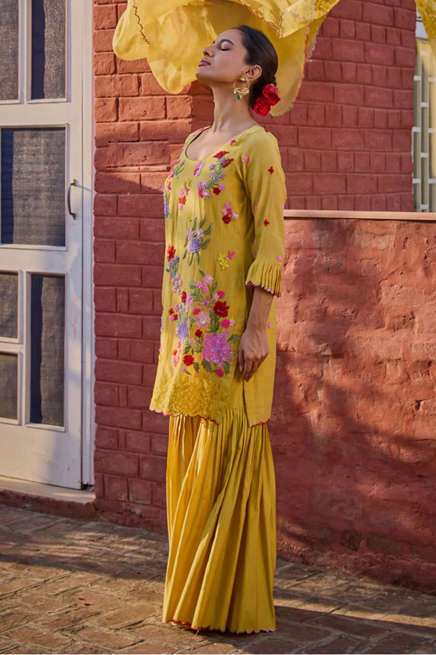 Reyna Mustard Short Kurta & Gharara Set