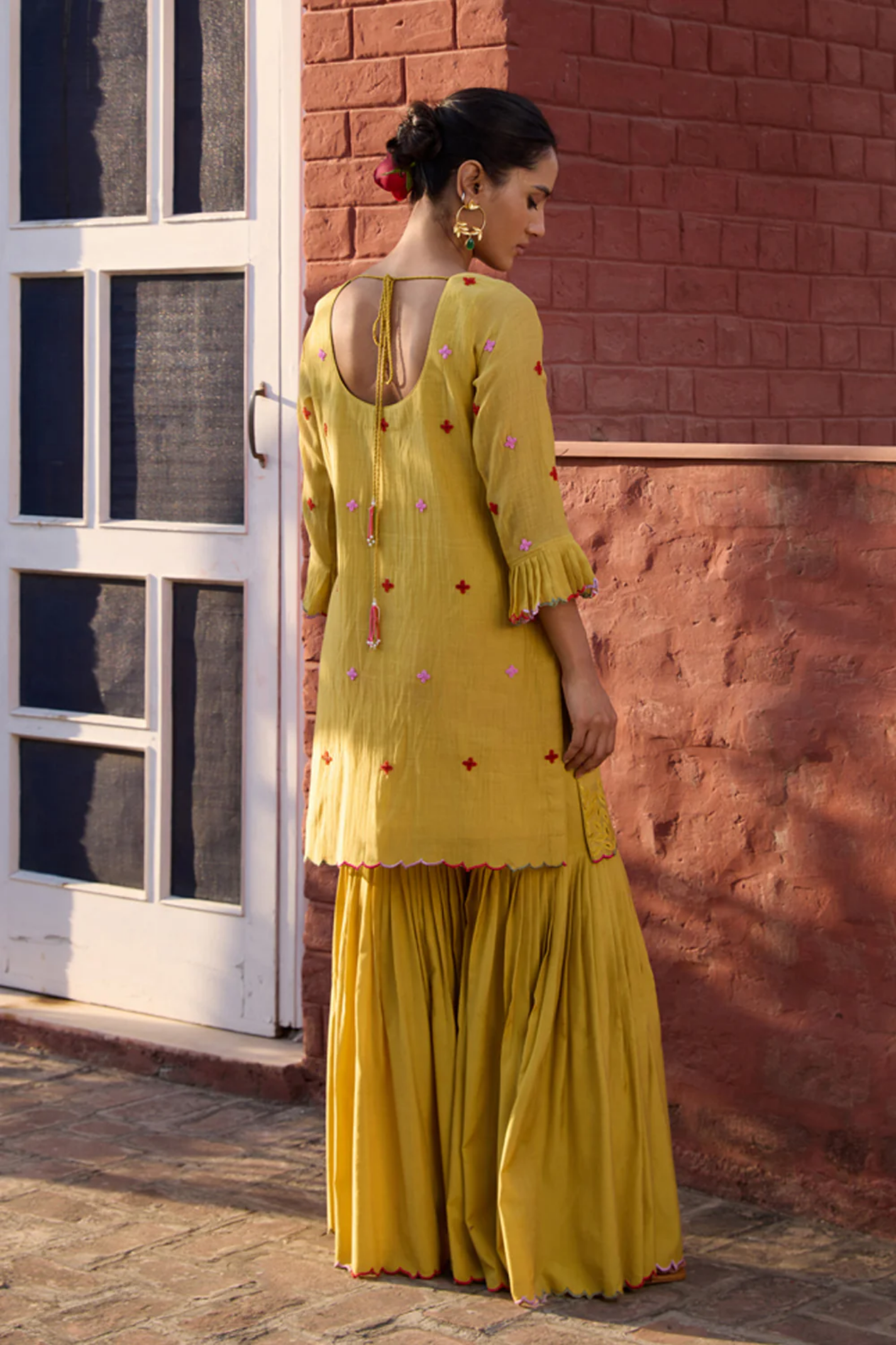 Reyna Mustard Short Kurta & Gharara Set