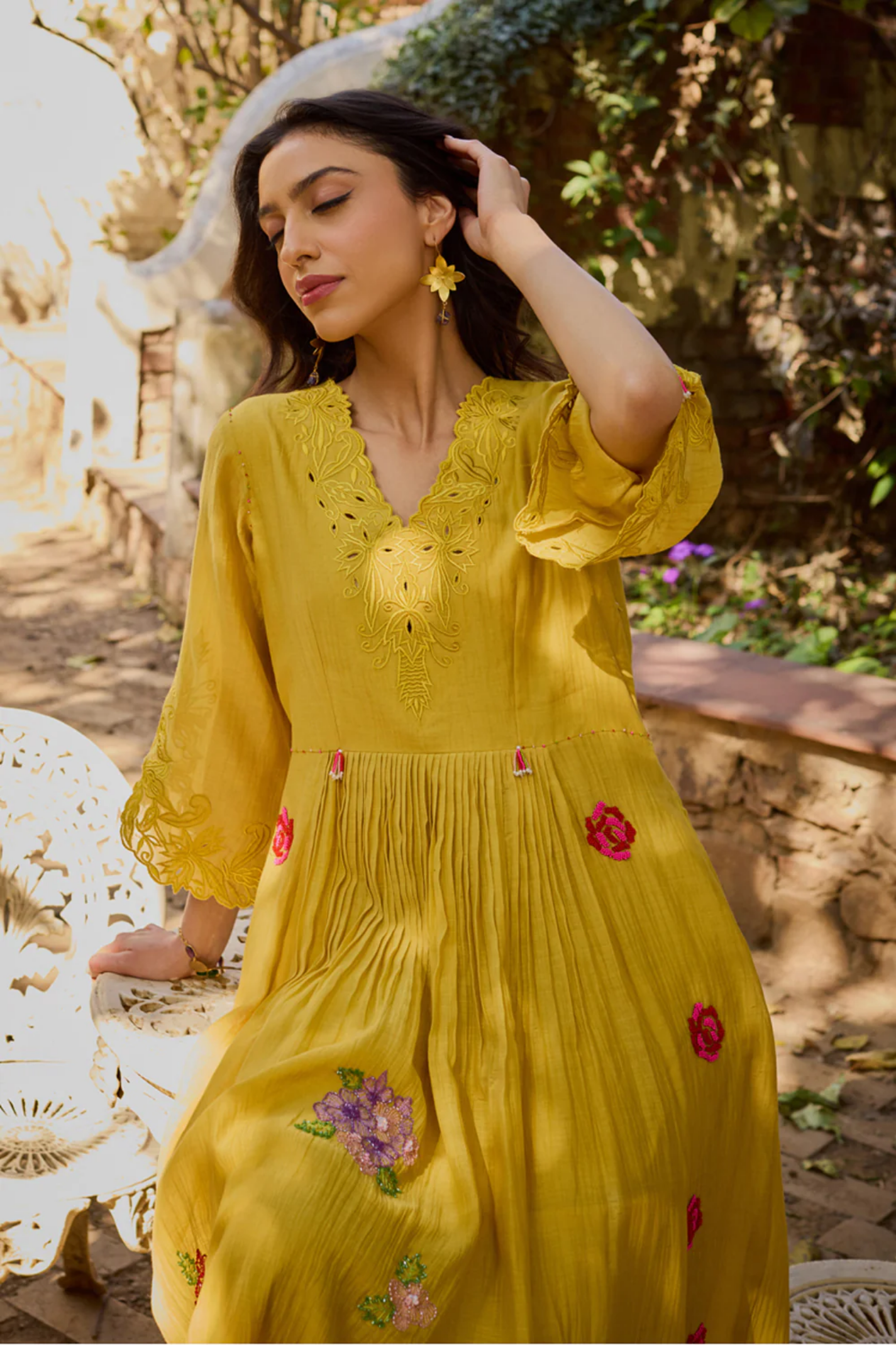 Mira Mustard Anarkali Set (With Dupatta)