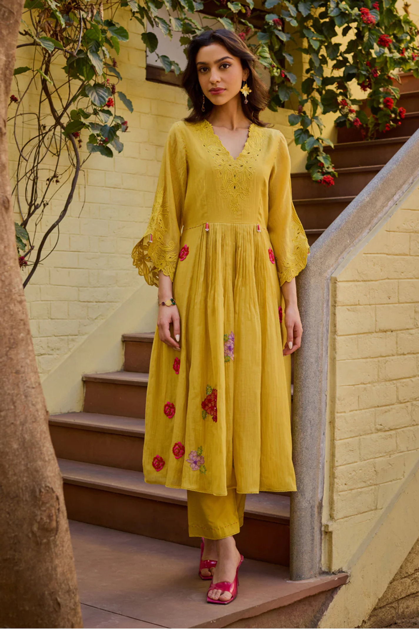 Mira Mustard Anarkali Set (With Dupatta)