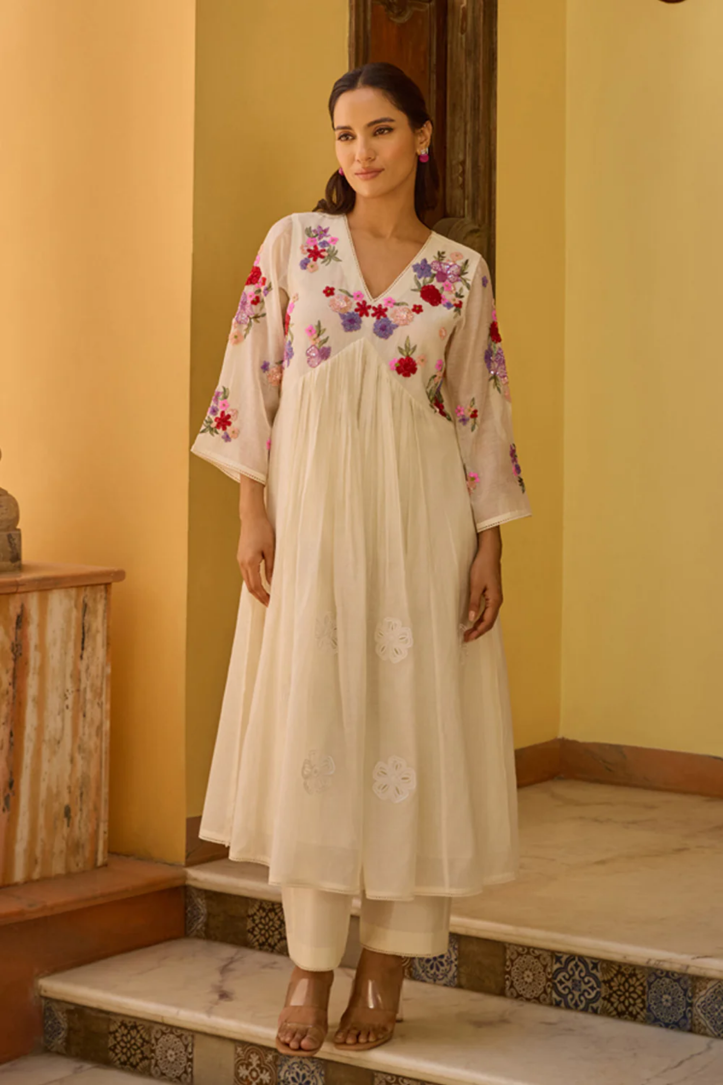 Ehsaas Kalidar Ivory Suit Set