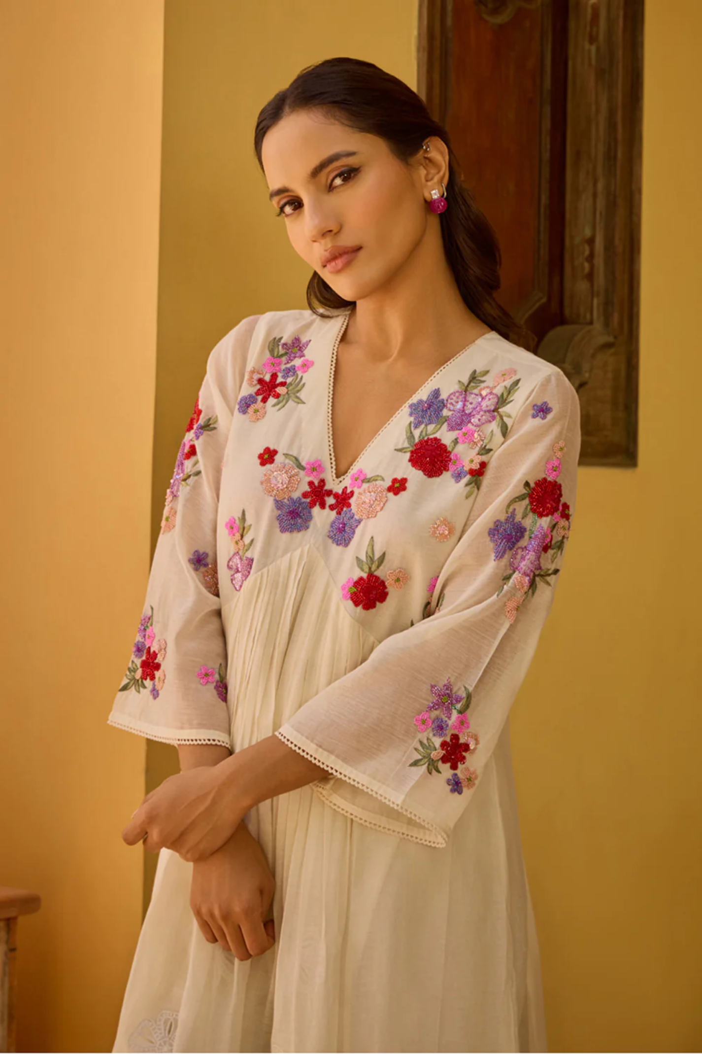 Ehsaas Kalidar Ivory Suit Set