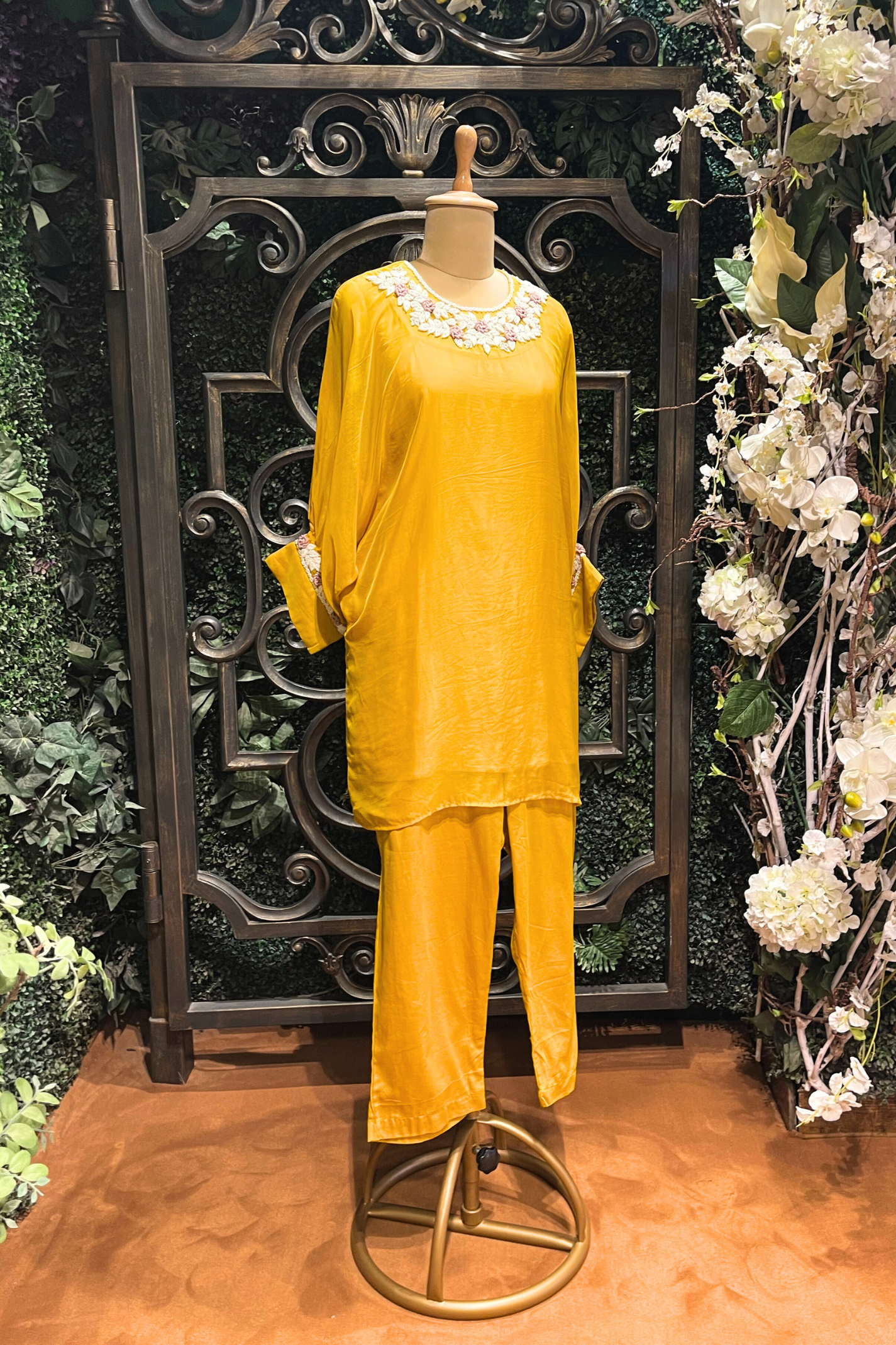 Daffodil Yelllow Neck Embriodered Co-ord Set