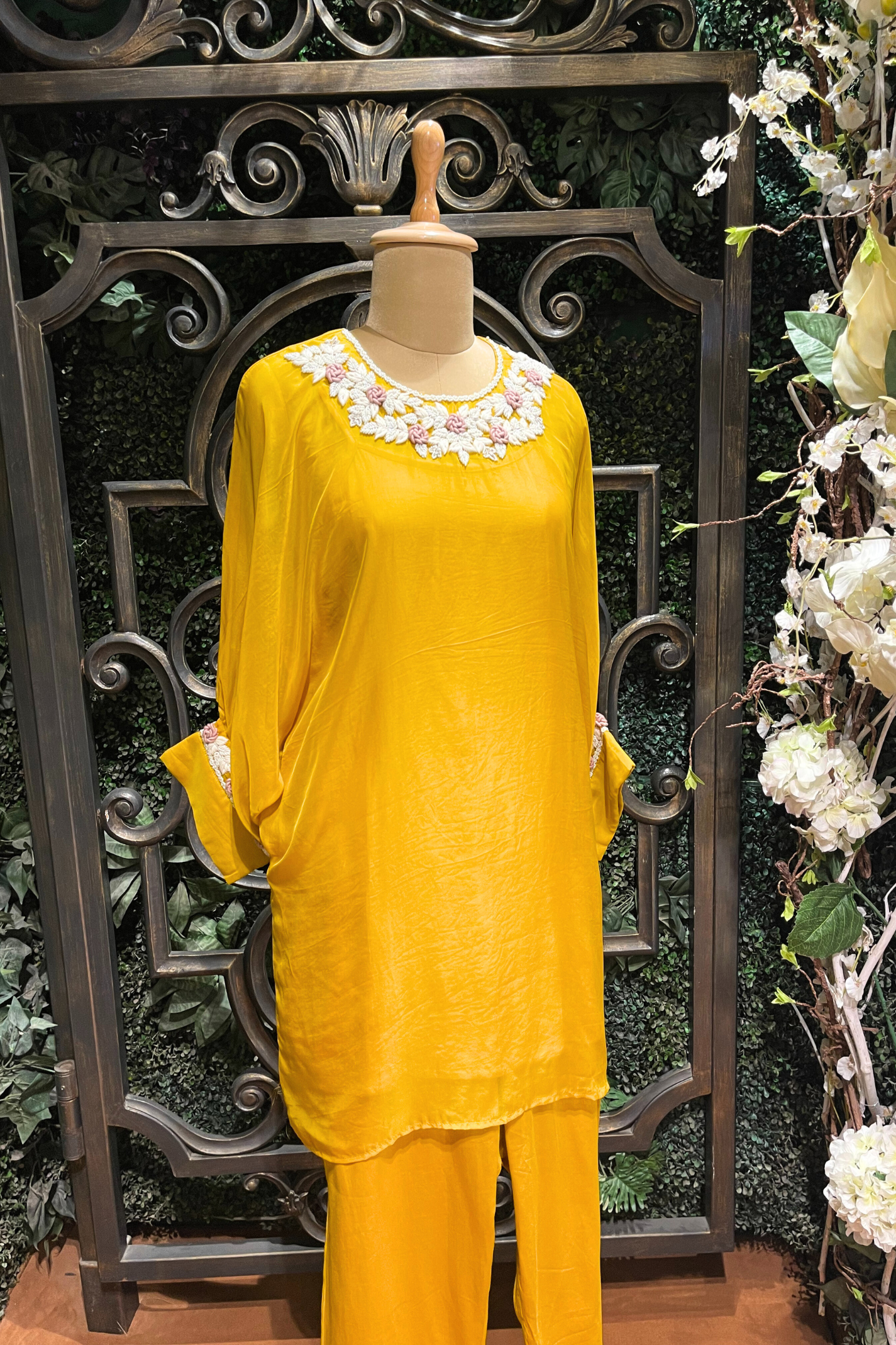 Daffodil Yelllow Neck Embriodered Co-ord Set