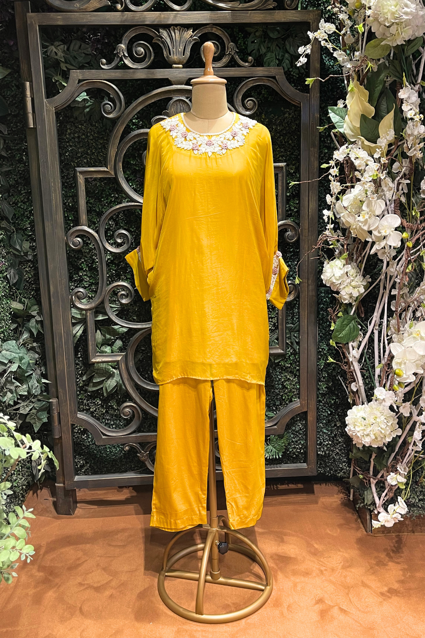 Daffodil Yelllow Neck Embriodered Co-ord Set