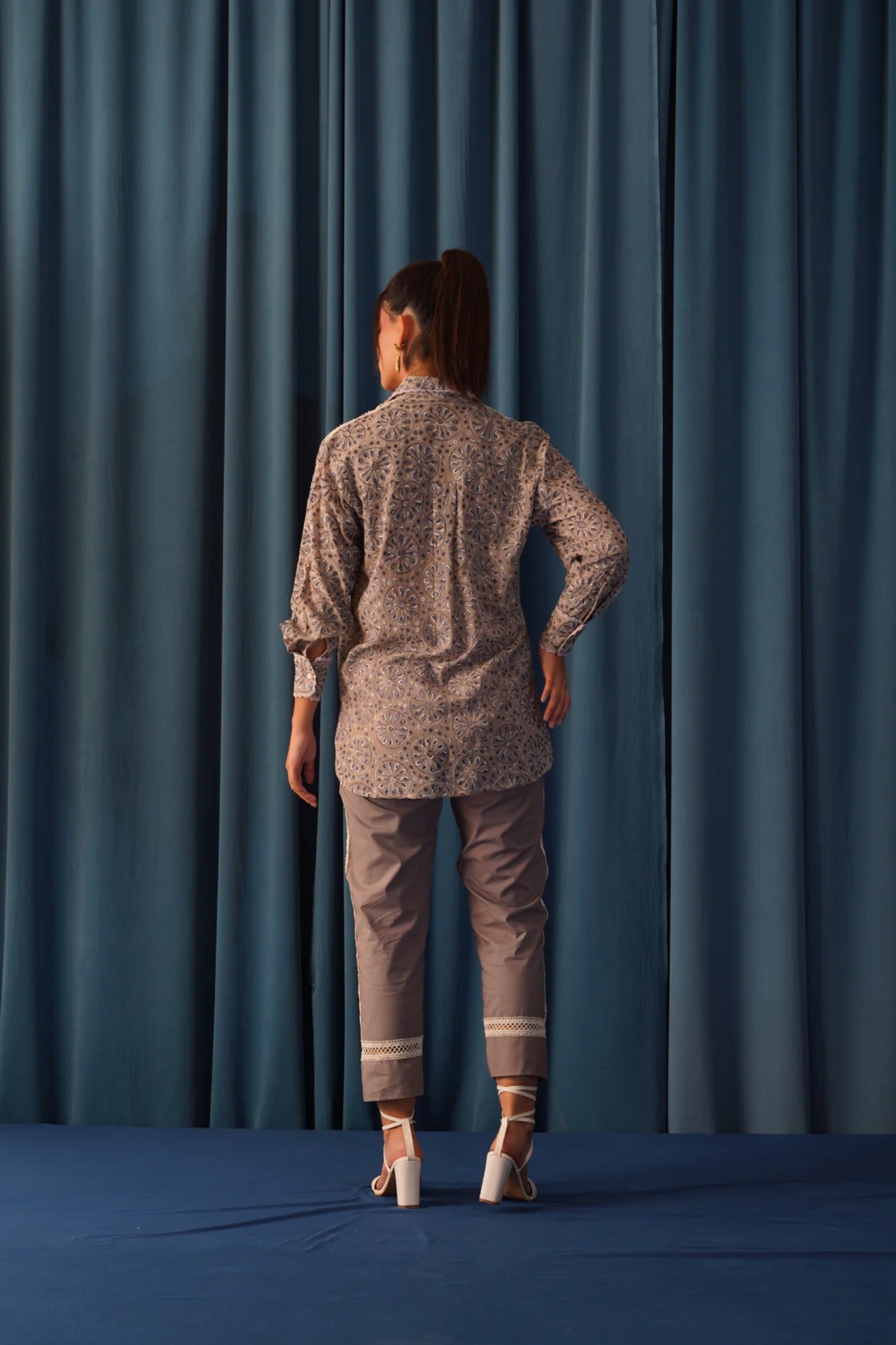 Mia Quirky Dove Grey Embroidery Co-ord Set