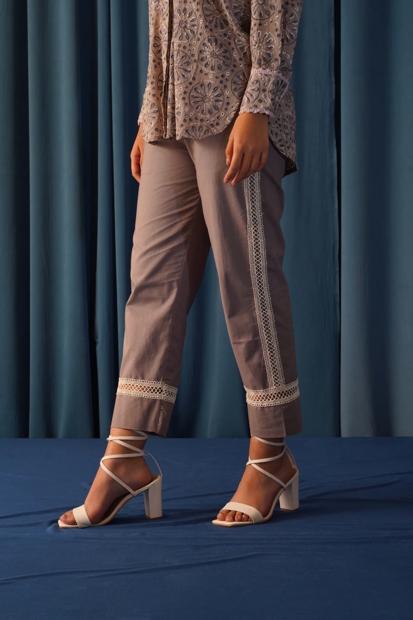 Mia Quirky Dove Grey Embroidery Co-ord Set