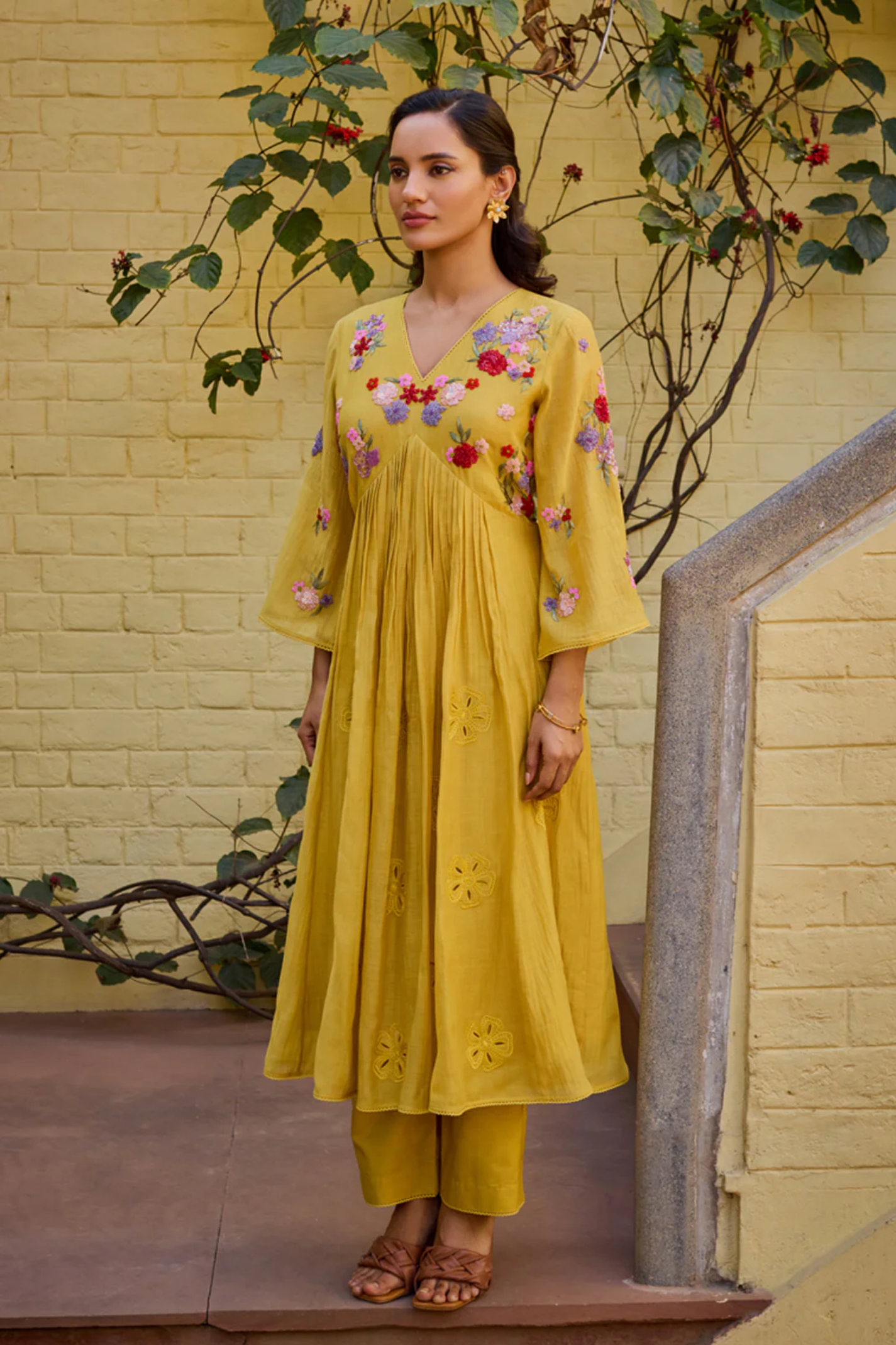 Ehsaas Kalidar Mustard Suit Set