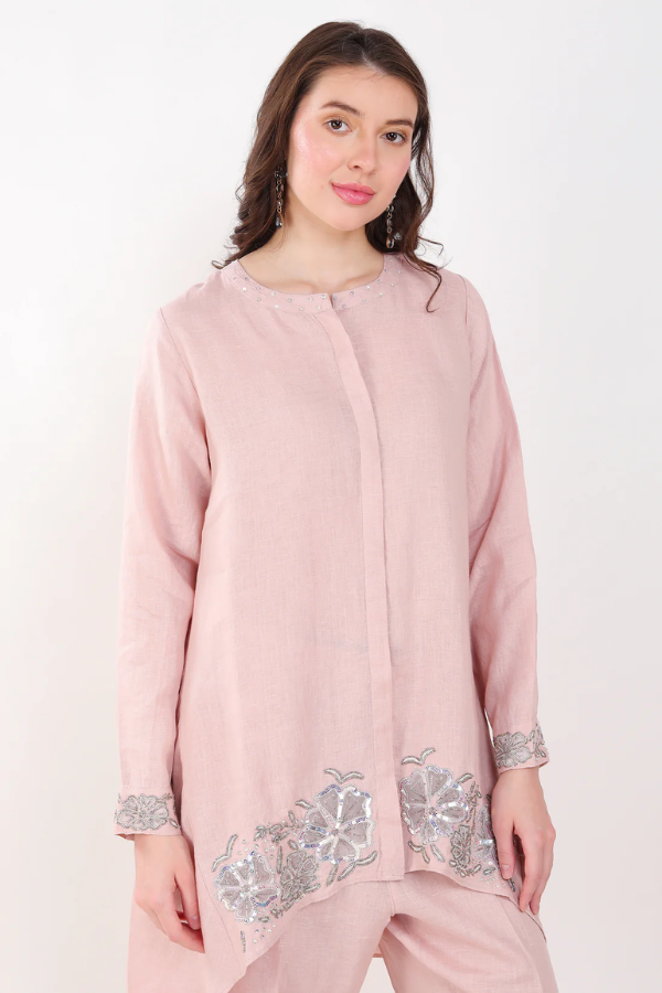 Light Pink Sequin Embroidery Co-ord Set