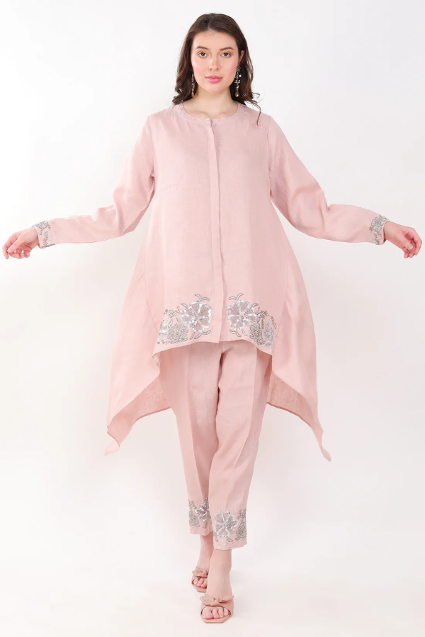 Light Pink Sequin Embroidery Co-ord Set