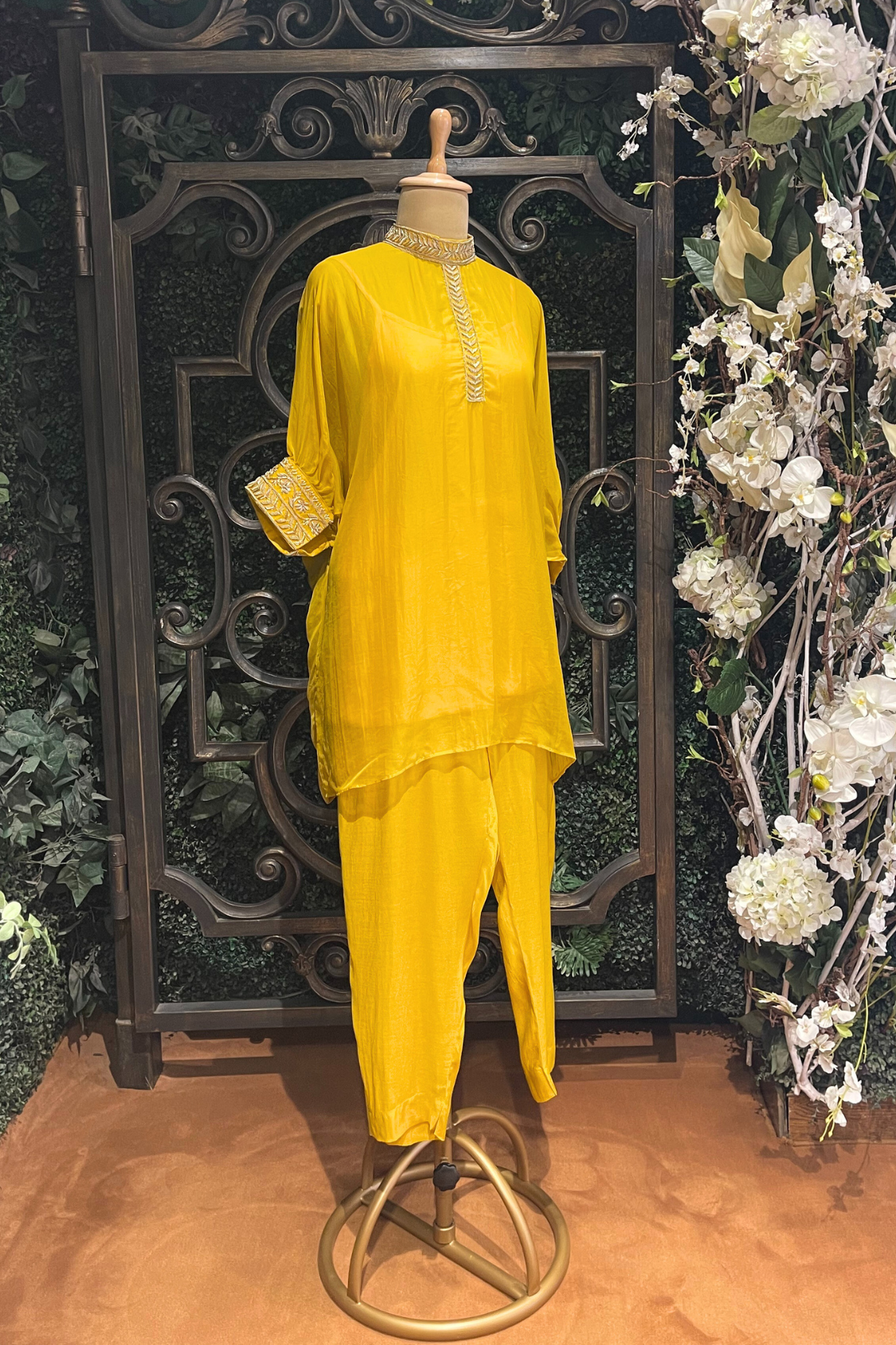 Daffodil Yellow Round Neck Embriodered Co-ord Set