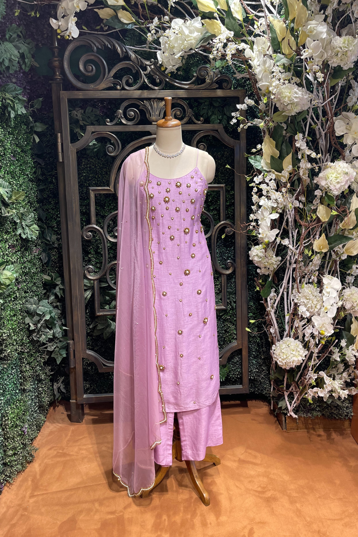 Purple Embroidered Kurta Sharara Set