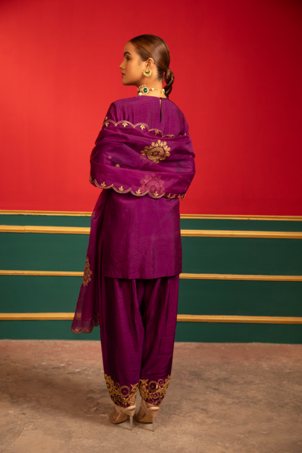 Purple Embroidered Suit Set