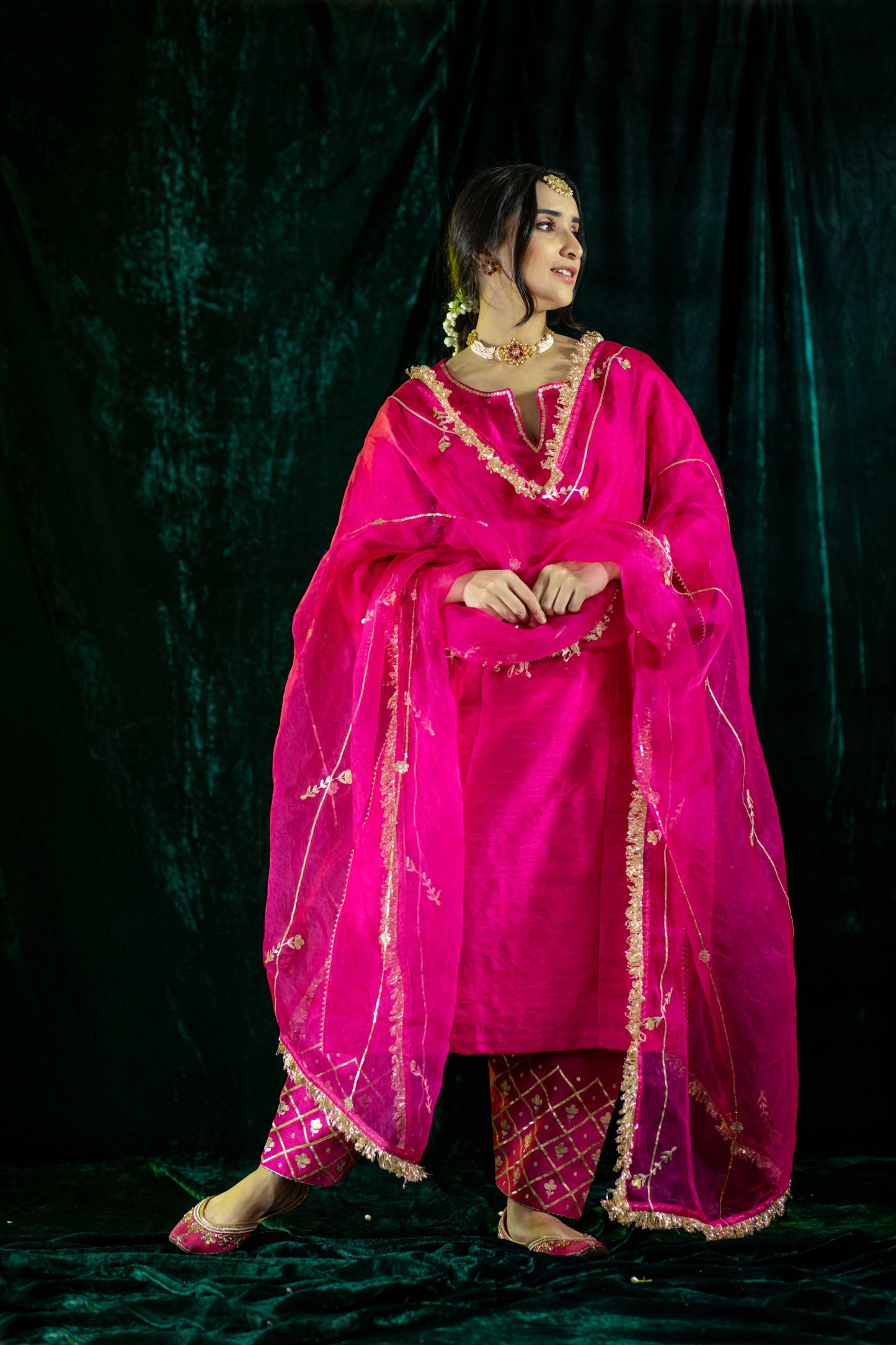 Fuschia Silk Salwaar Set