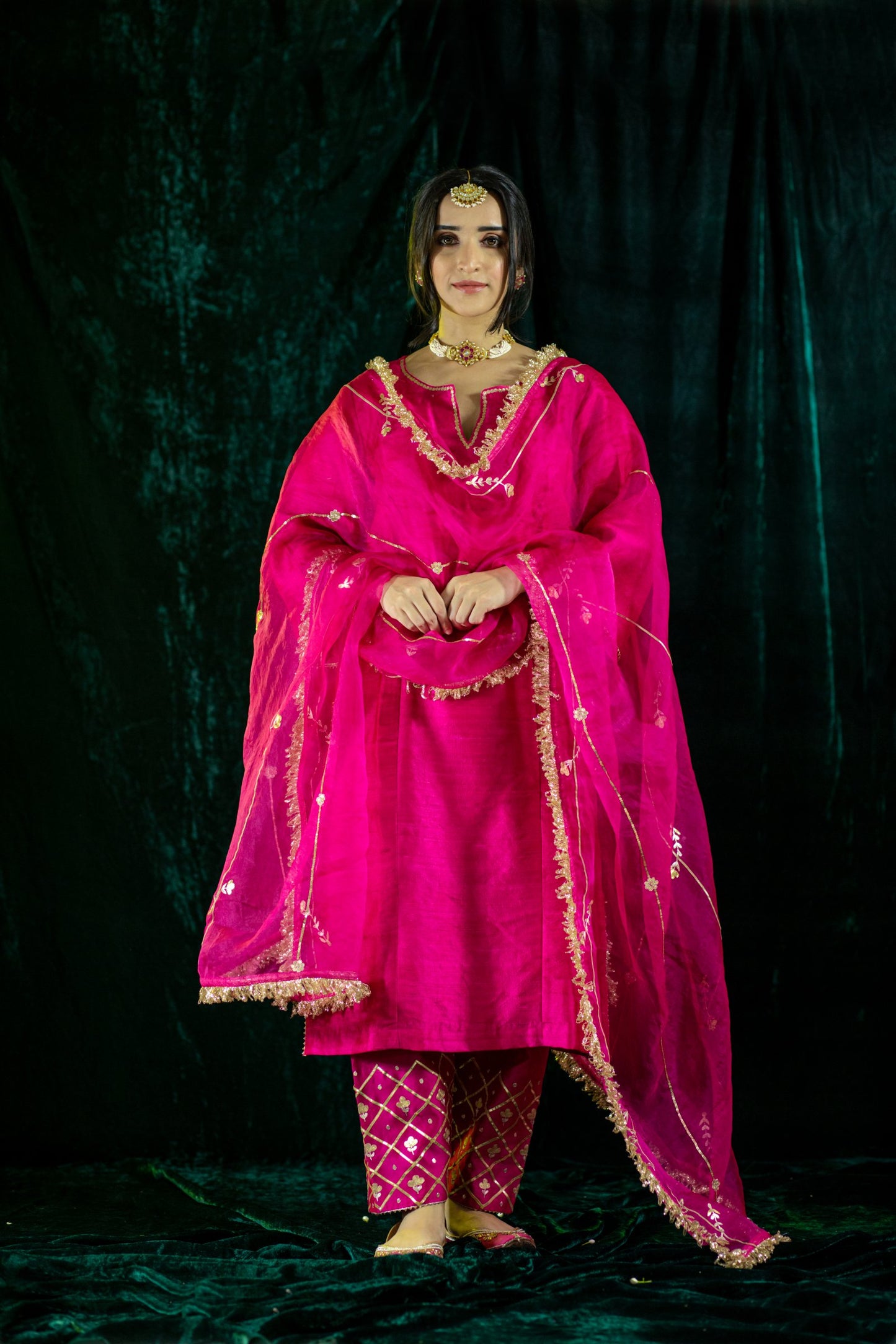 Fuschia Silk Salwaar Set