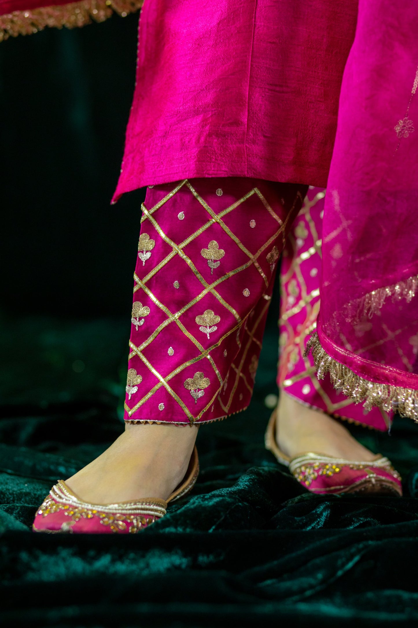Fuschia Silk Salwaar Set