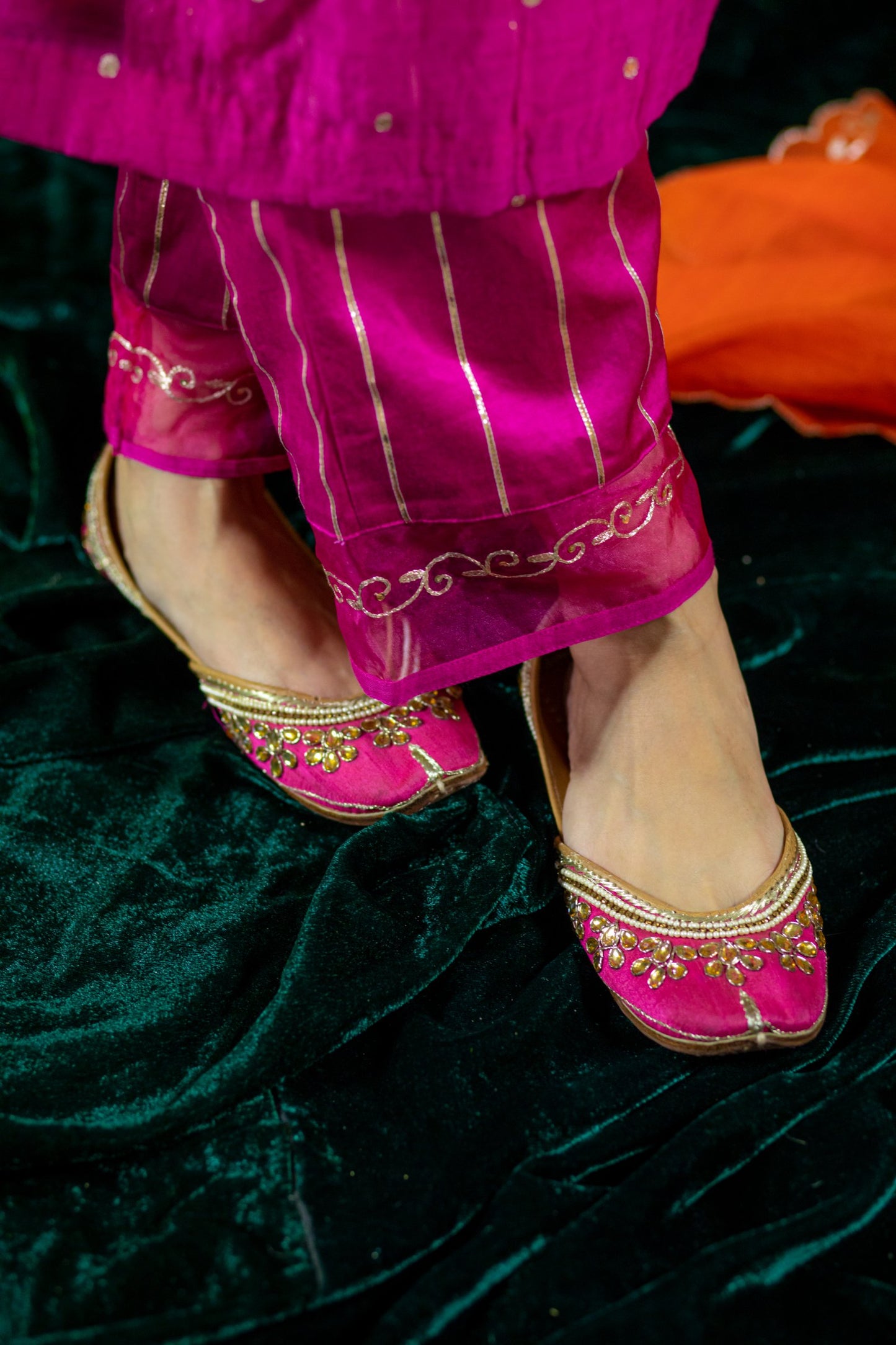 Pink V Neck Kurta Set