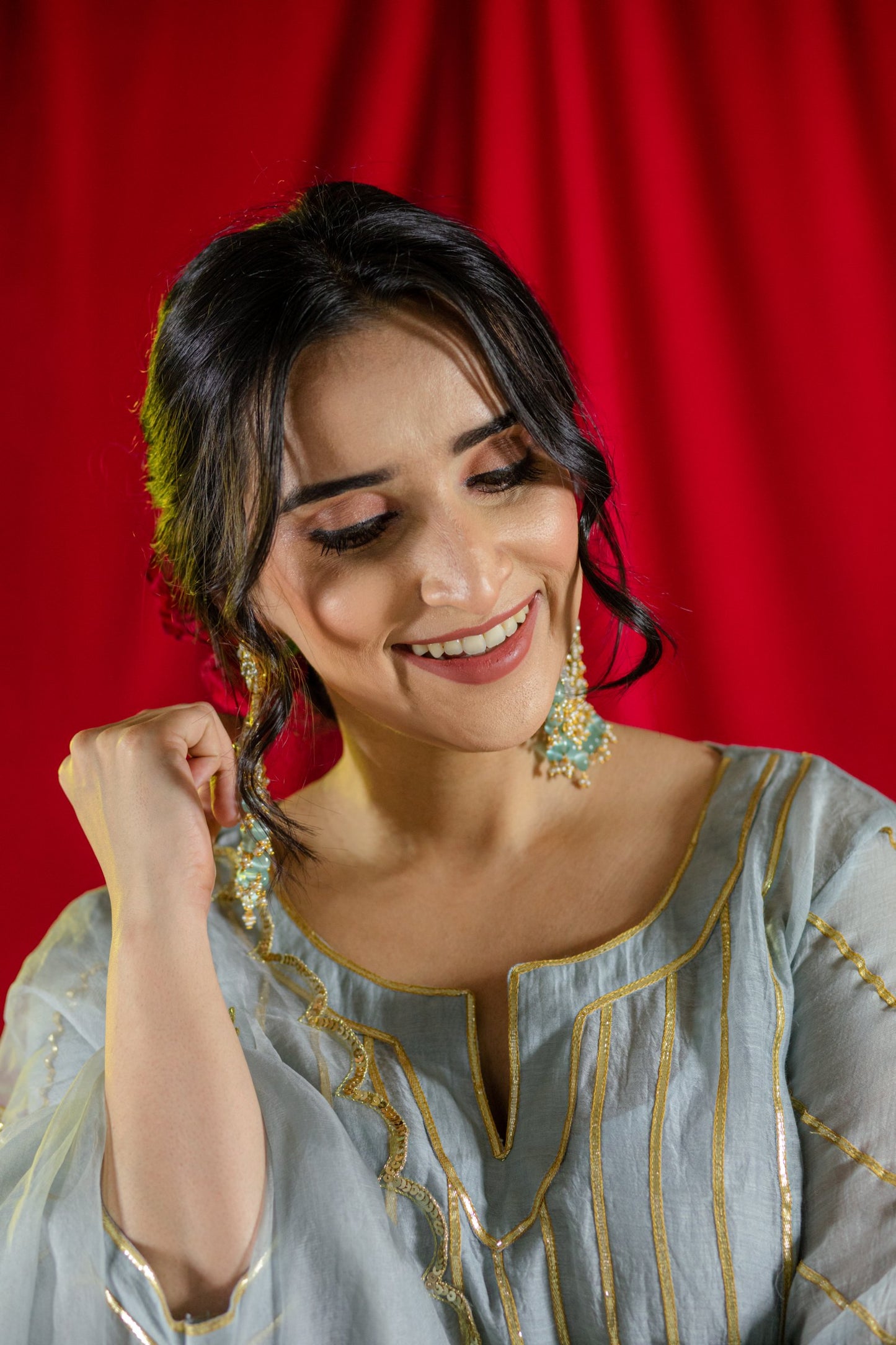 Grey Handloom Gota Salwaar Set