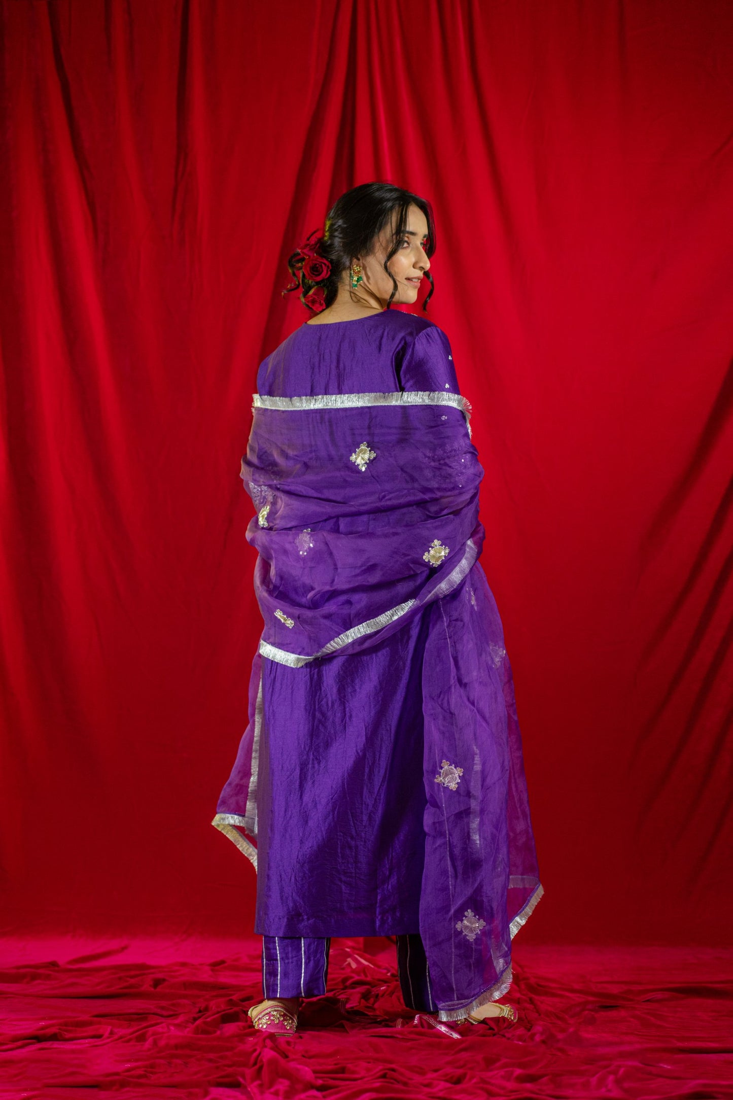 Purple Gota Patti Kurta Set