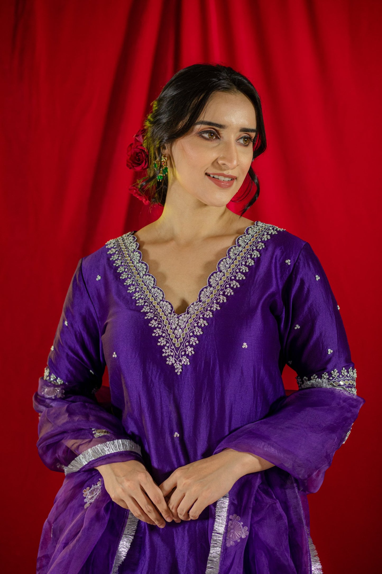 Purple Gota Patti Kurta Set