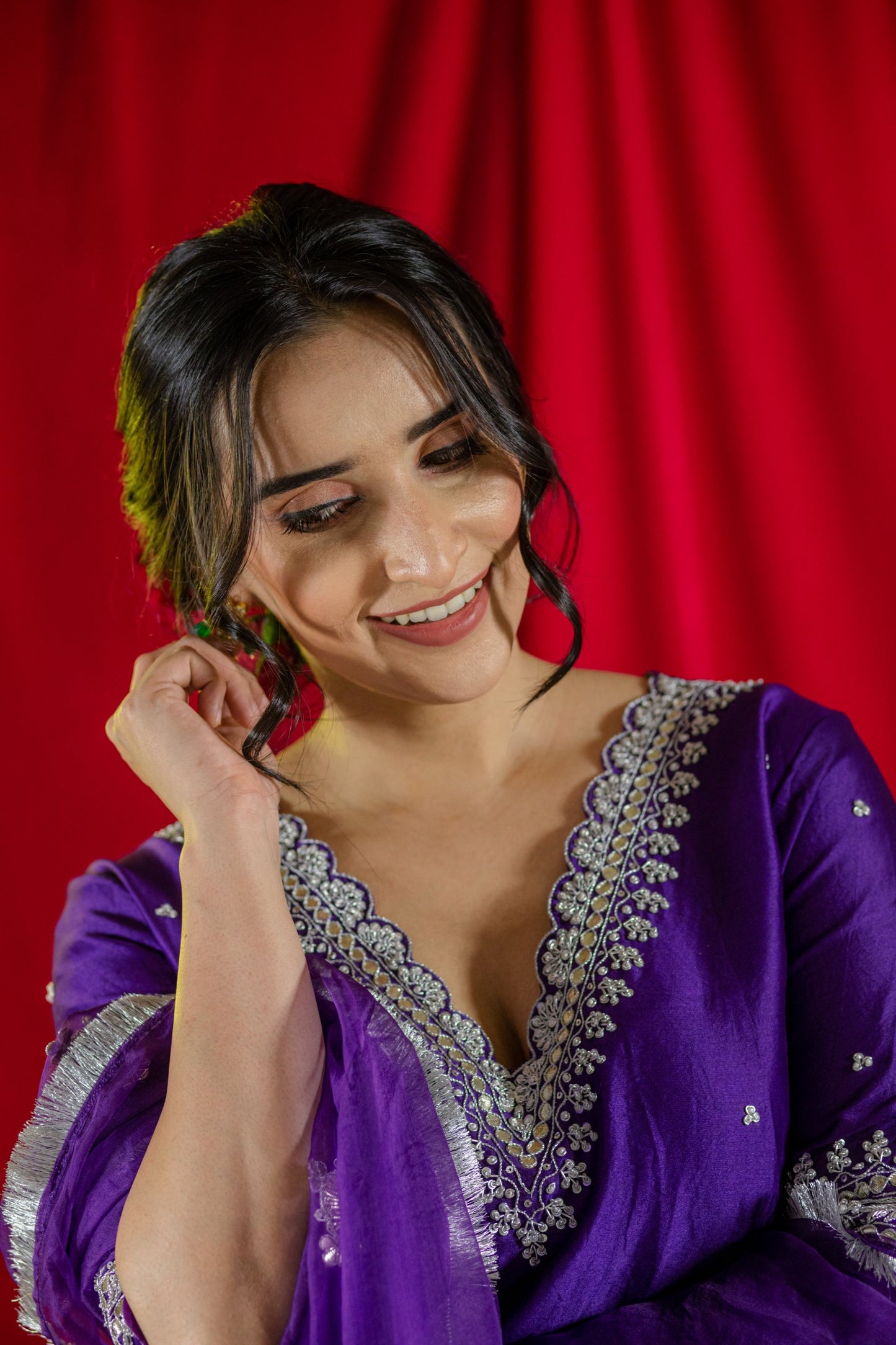 Purple Gota Patti Kurta Set