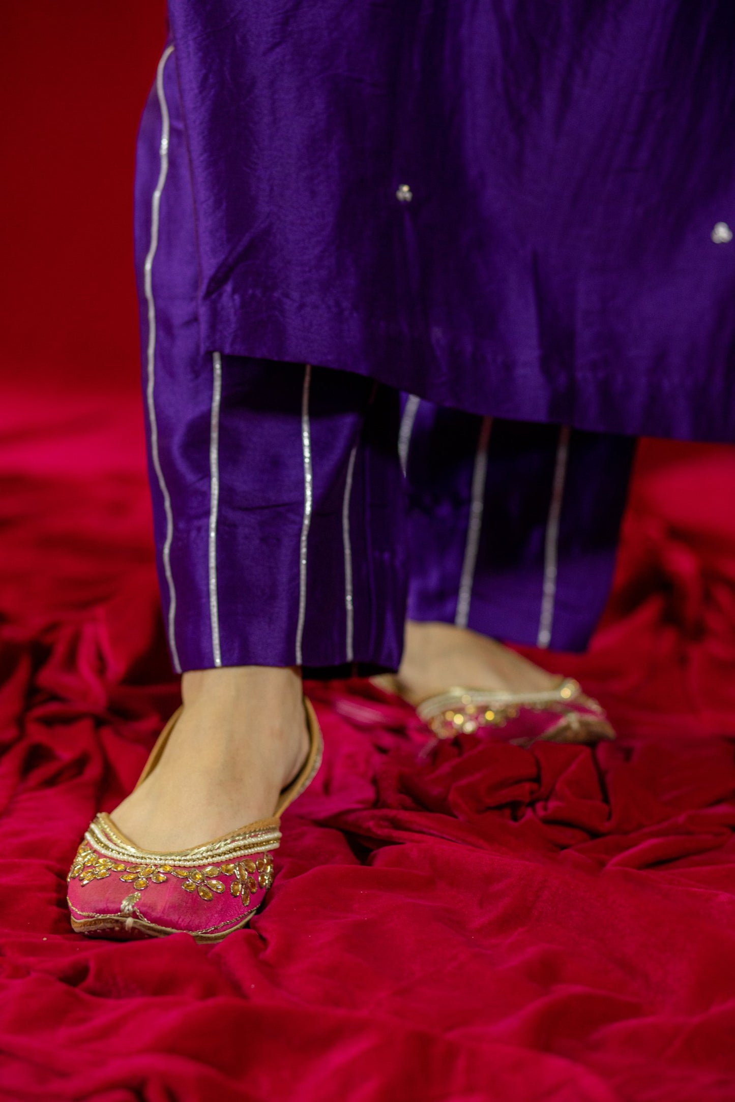 Purple Gota Patti Kurta Set