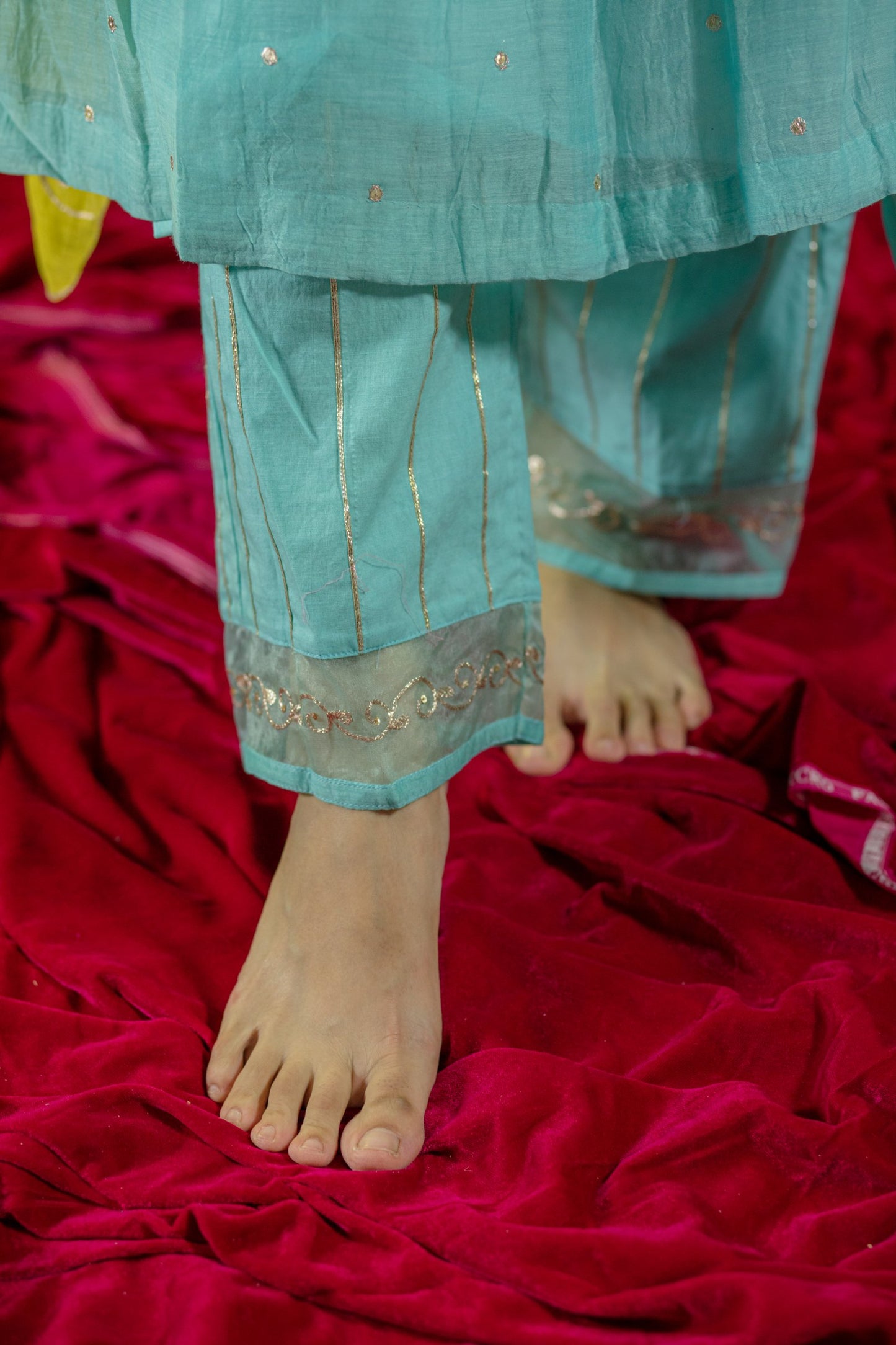 Light Blue V Neck Kurta Set