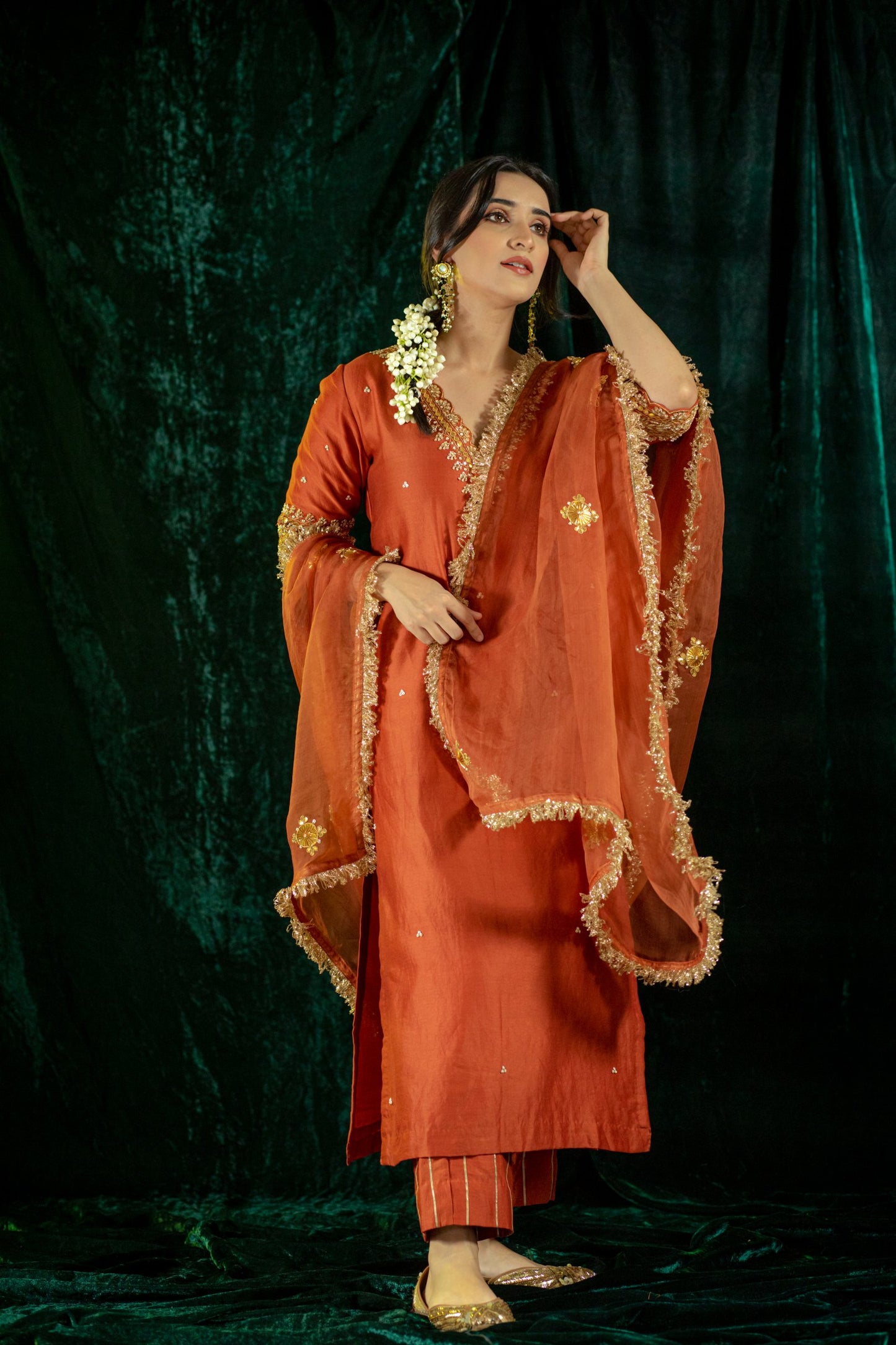 Rust Gota Patti Kurta Set