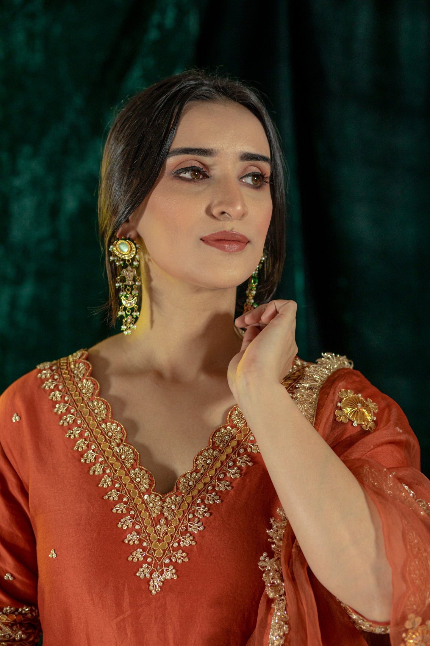 Rust Gota Patti Kurta Set