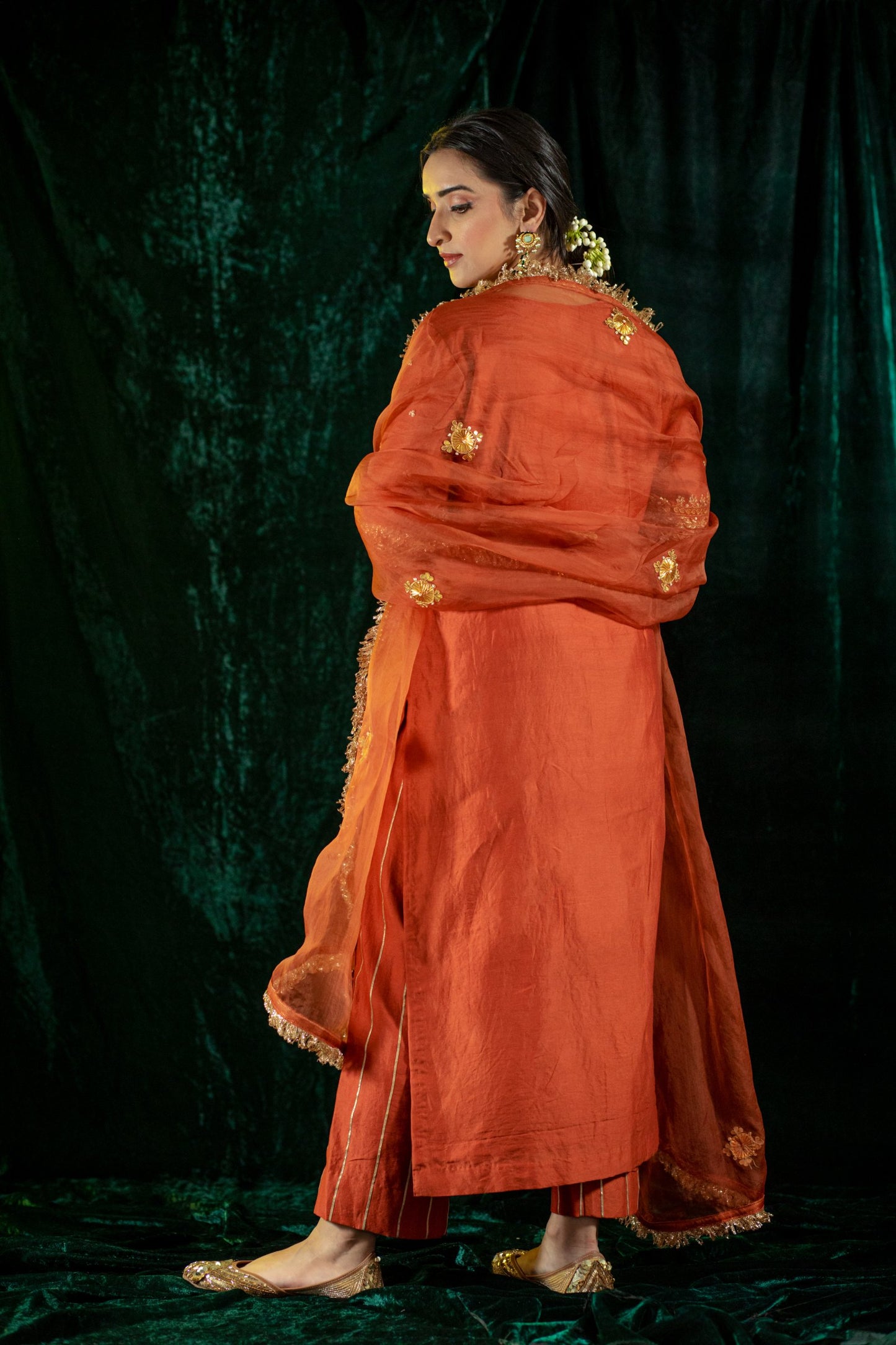 Rust Gota Patti Kurta Set
