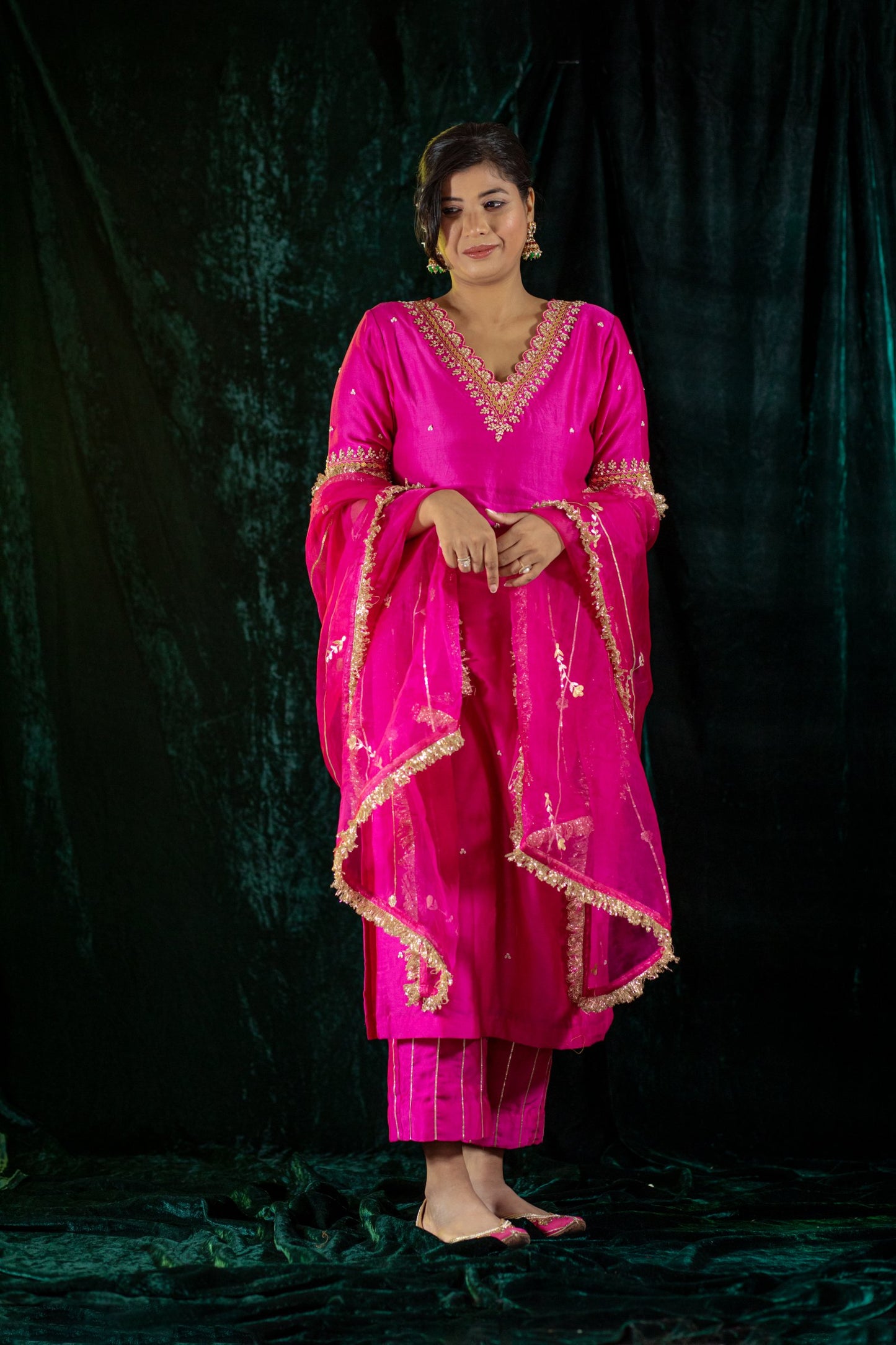 Fuschia Gota Patti Kurta Set