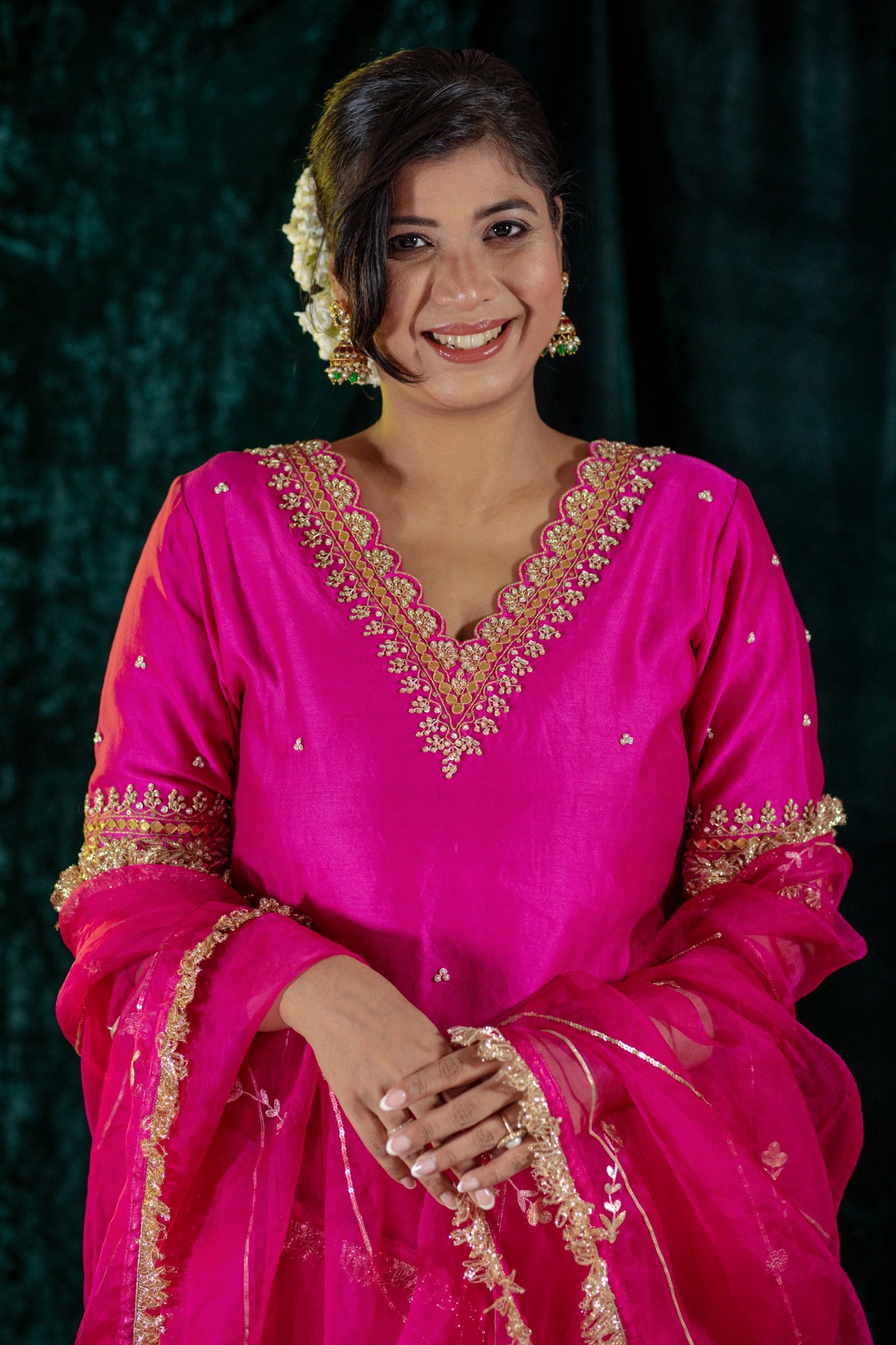 Fuschia Gota Patti Kurta Set