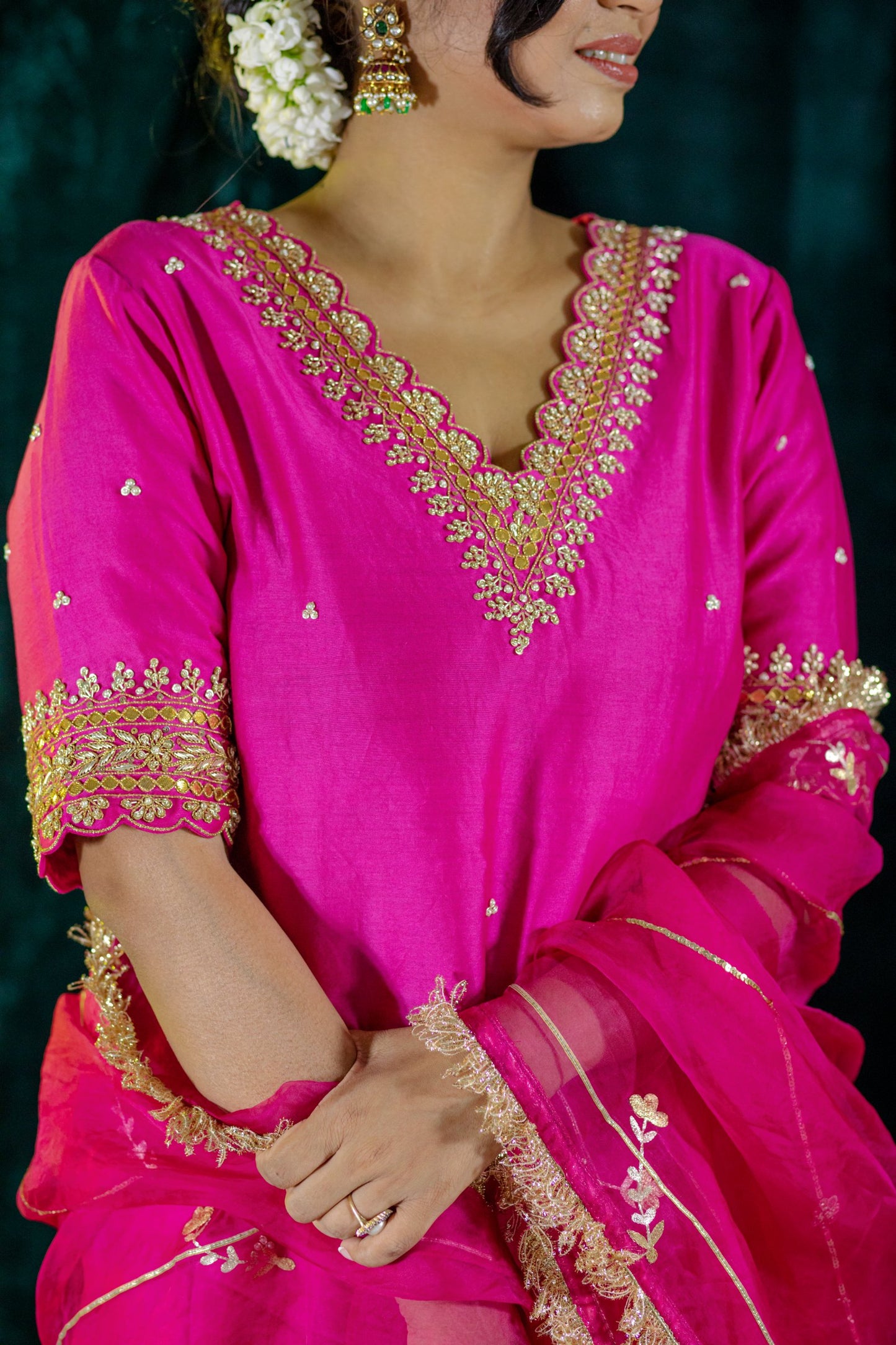 Fuschia Gota Patti Kurta Set
