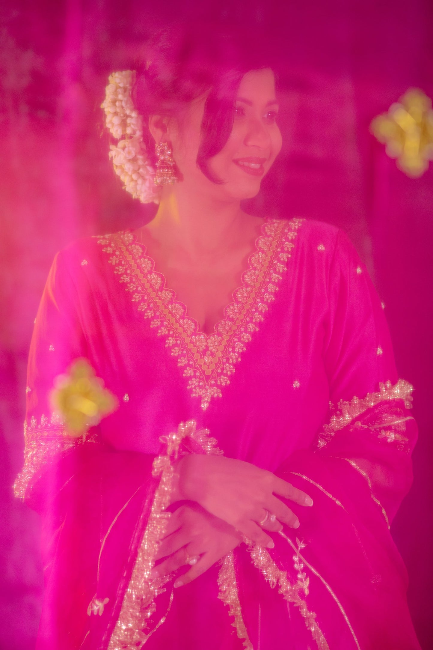 Fuschia Gota Patti Kurta Set