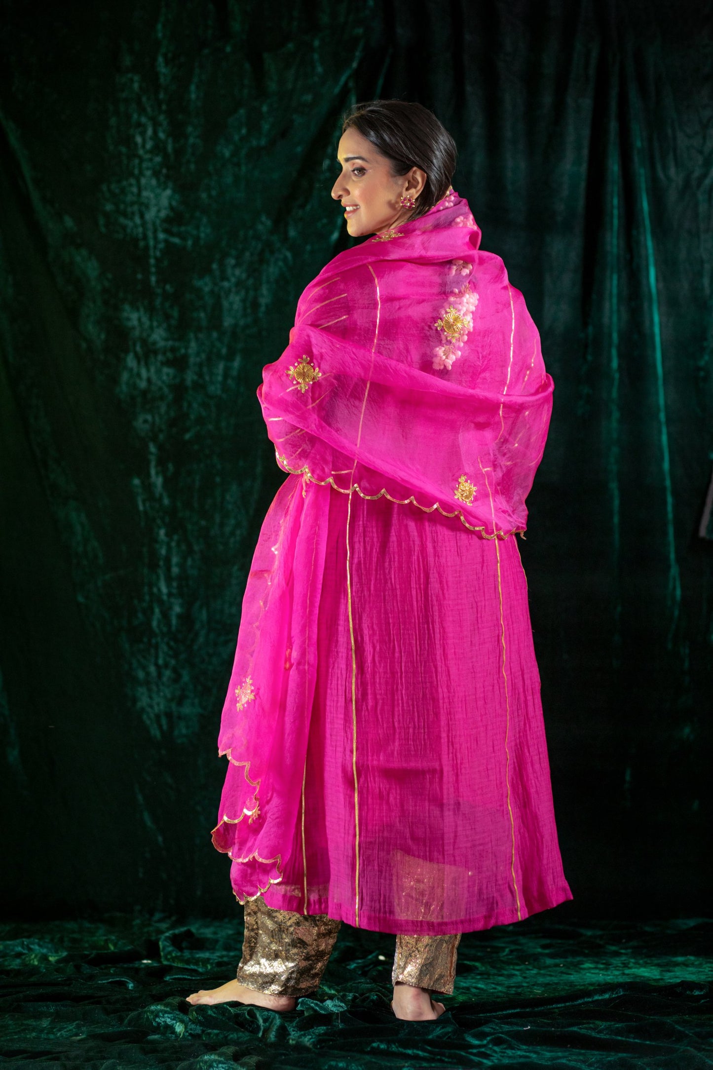 Fuschia Handloom Gota Salwaar Set