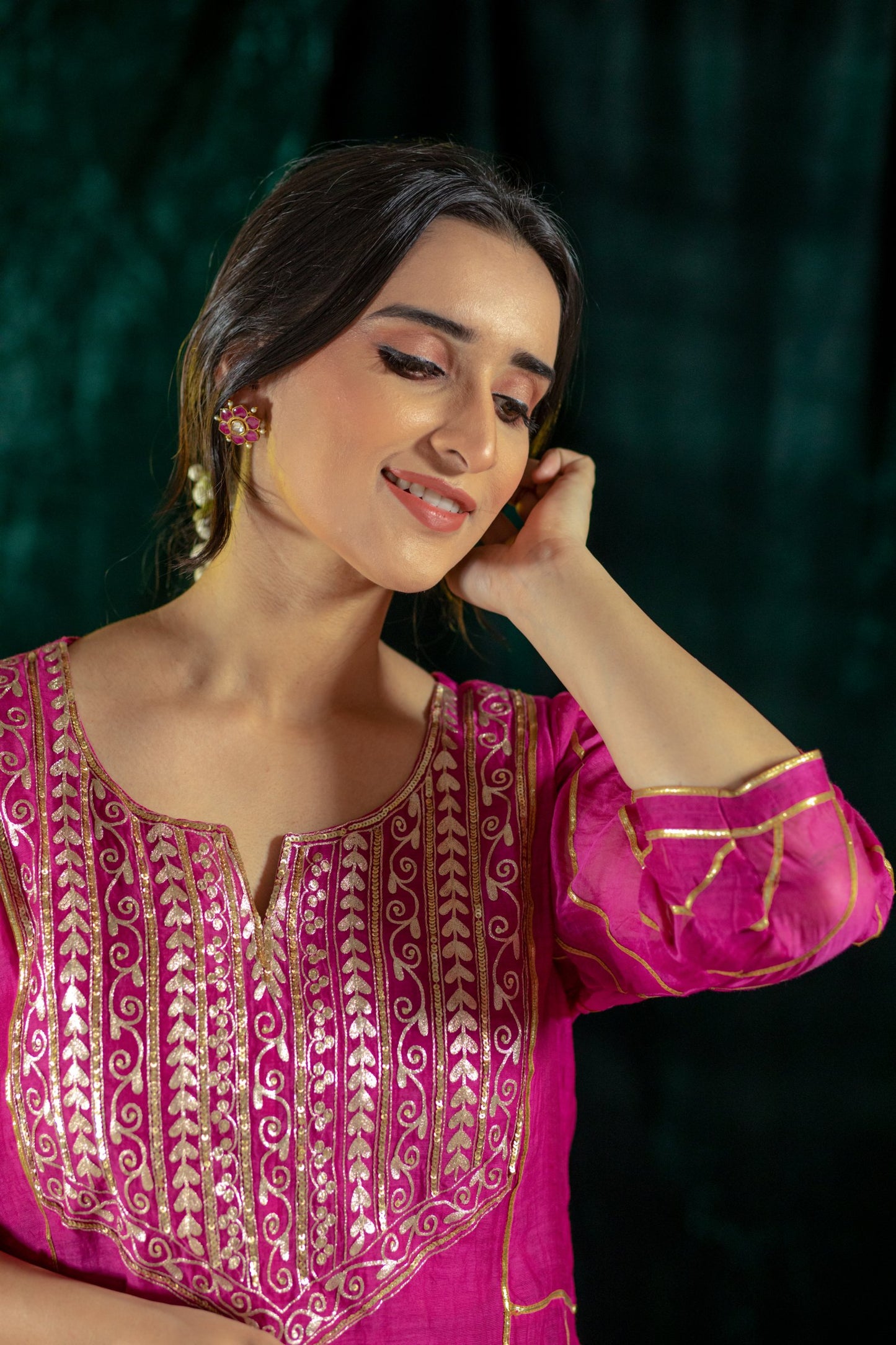 Fuschia Handloom Gota Salwaar Set
