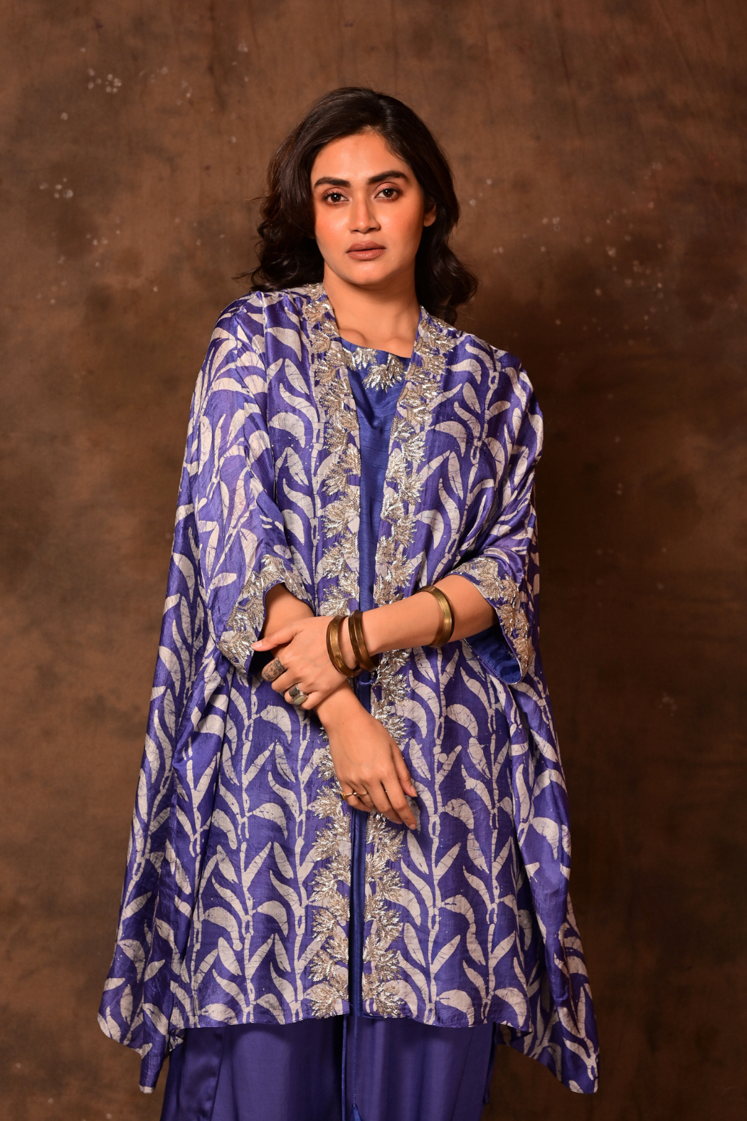 Violet Batik Kaftan Tie-Up Jacket Set