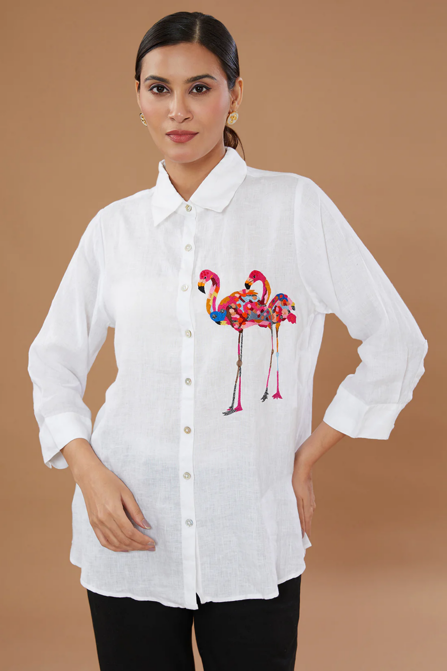 White Flamingo Emboridered Shirt