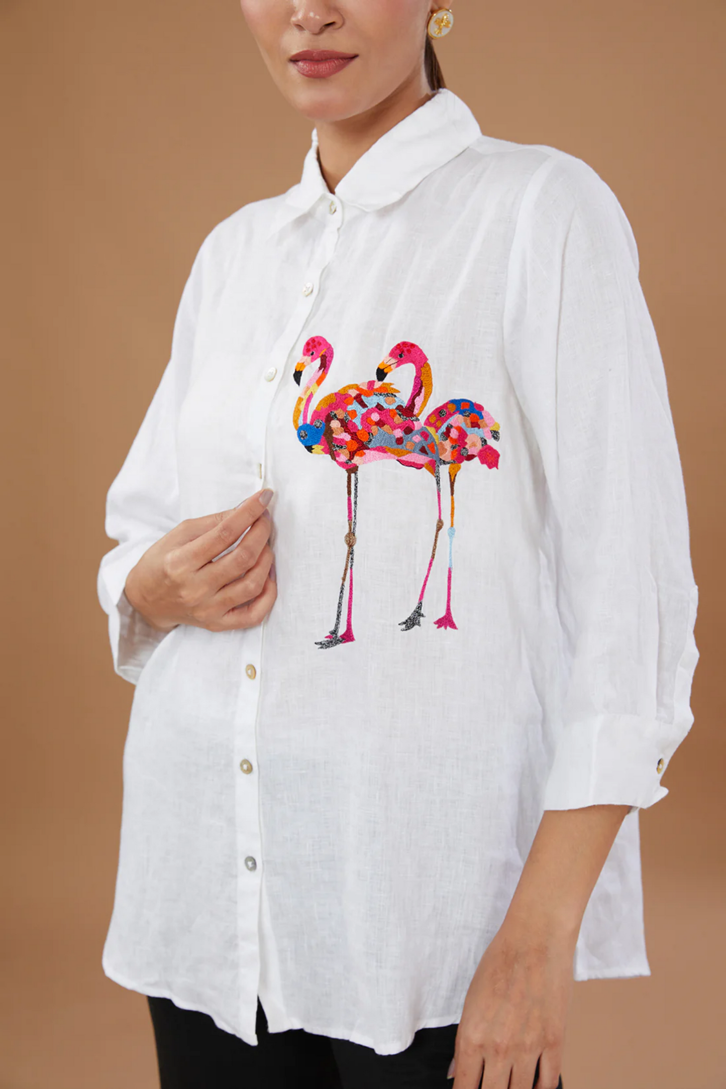 White Flamingo Emboridered Shirt