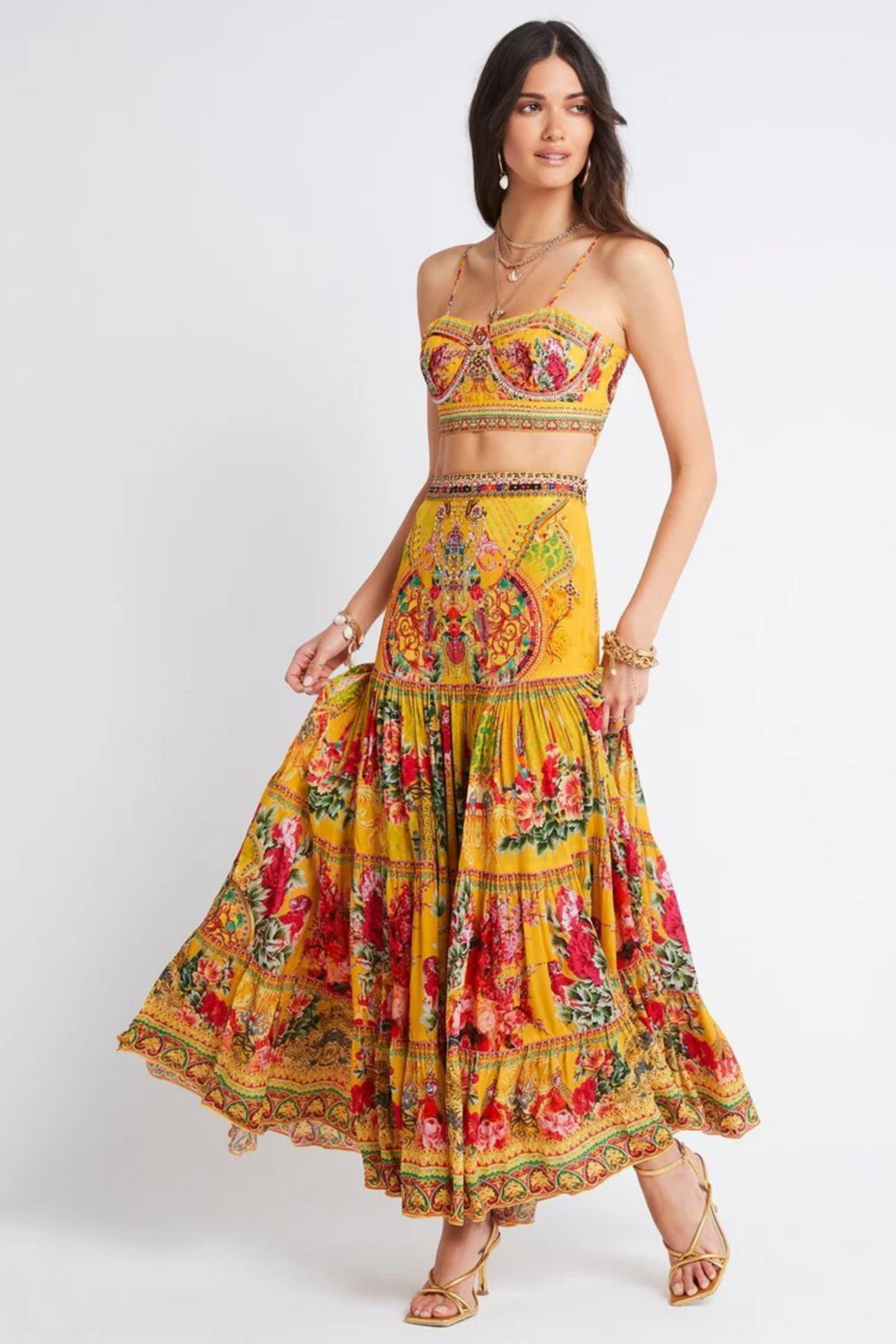 SUMMER GARDEN MAXI SKIRT WITH BUSTIER TOP