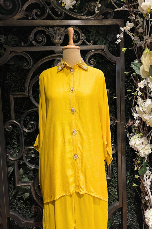 Daffodil Yellow Neck Embriodered Co-ord Set